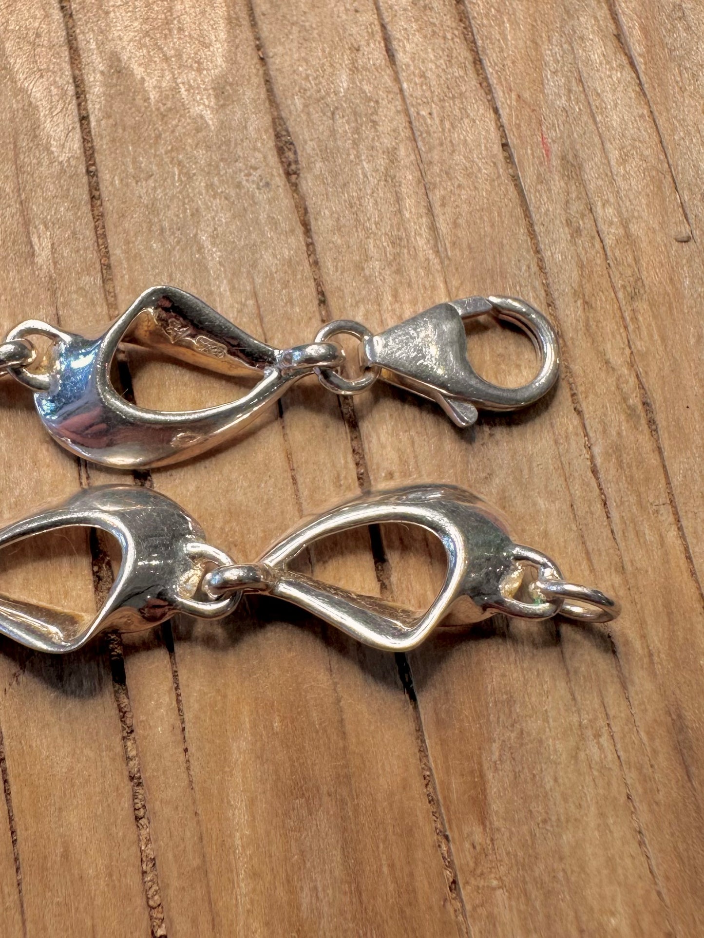 Abstract Unique Graduated Link 925 Sterling Silver 17.8 inch Maker AZ Necklace