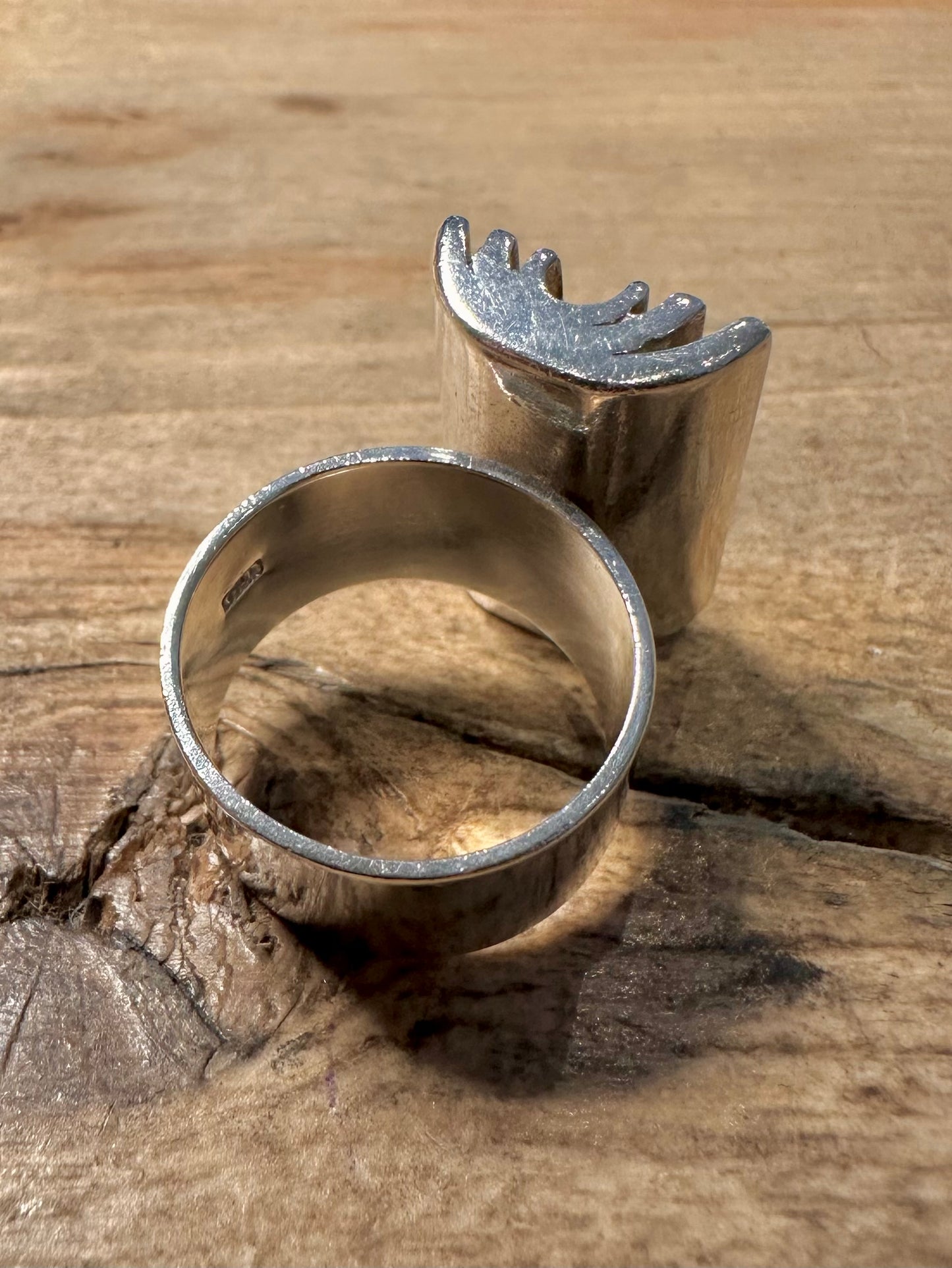 Vintage Abstract Chunky Maker CD 925 Silver Size L1/2 Ring