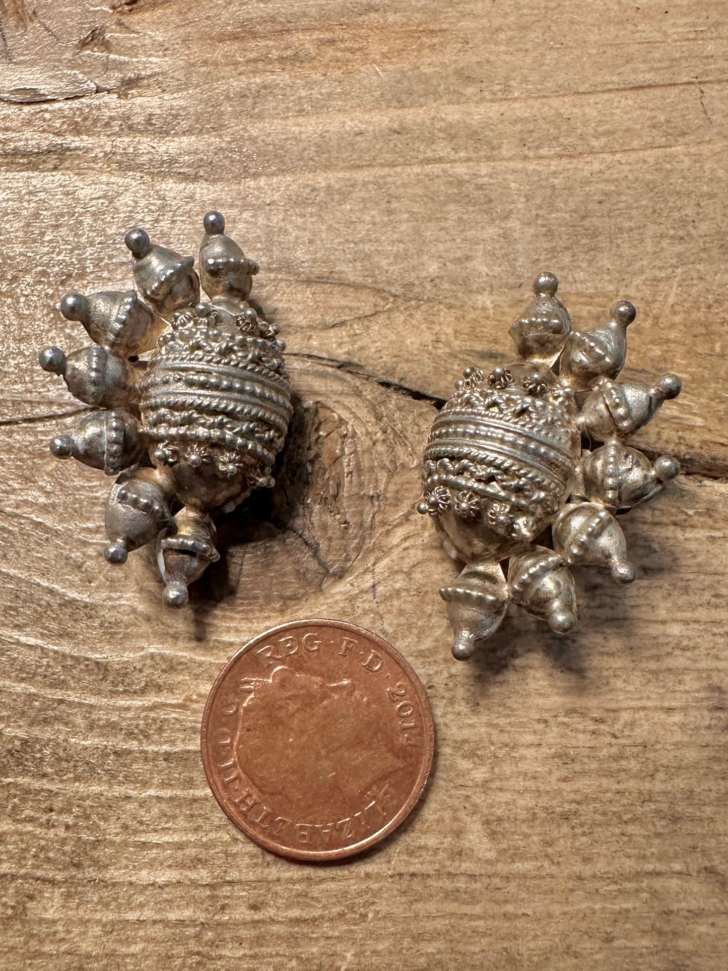 Vintage Tribal Clip on Silver Earrings