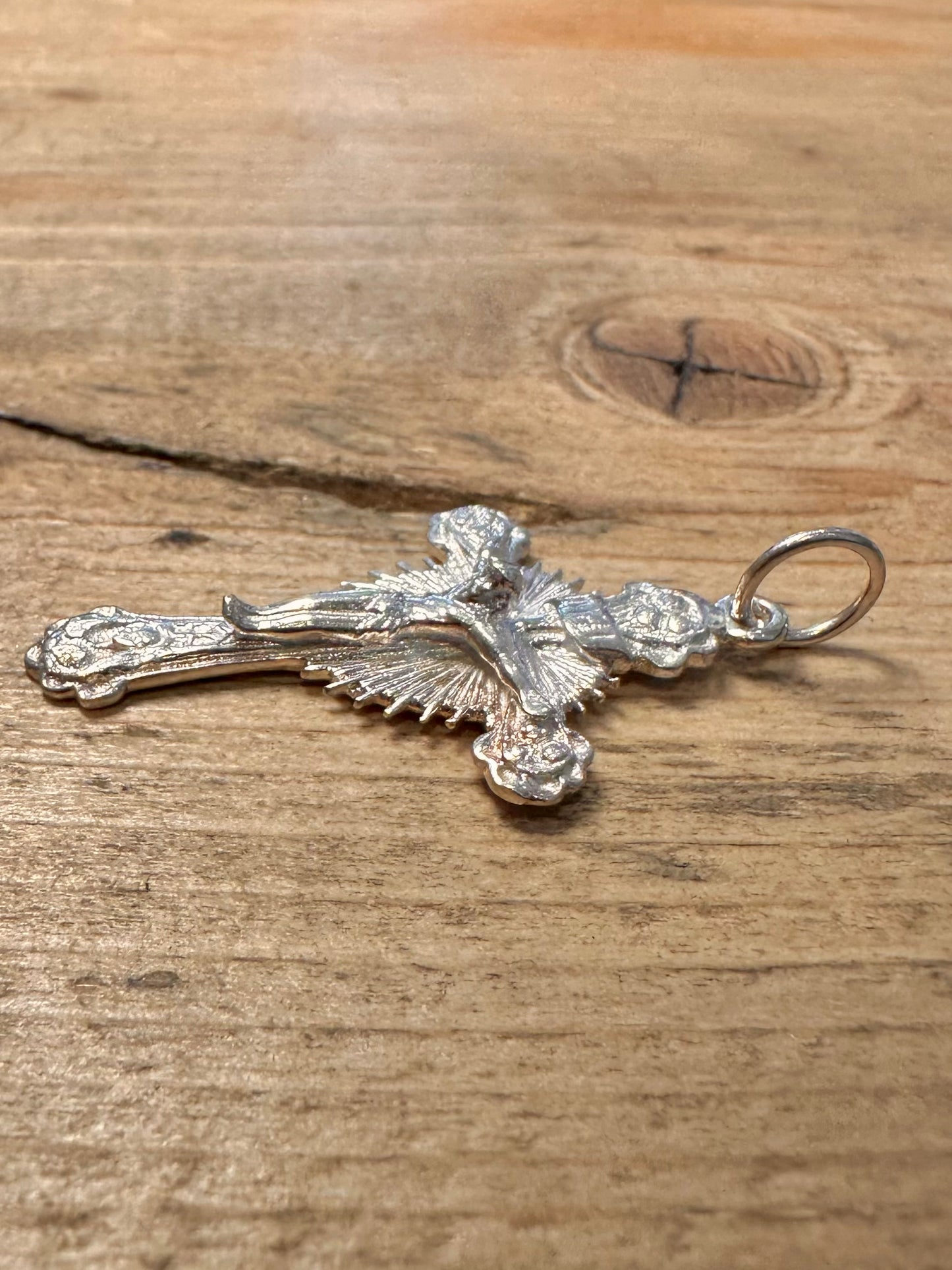 Modern Sunburst Crucifix 925 Silver Pendant