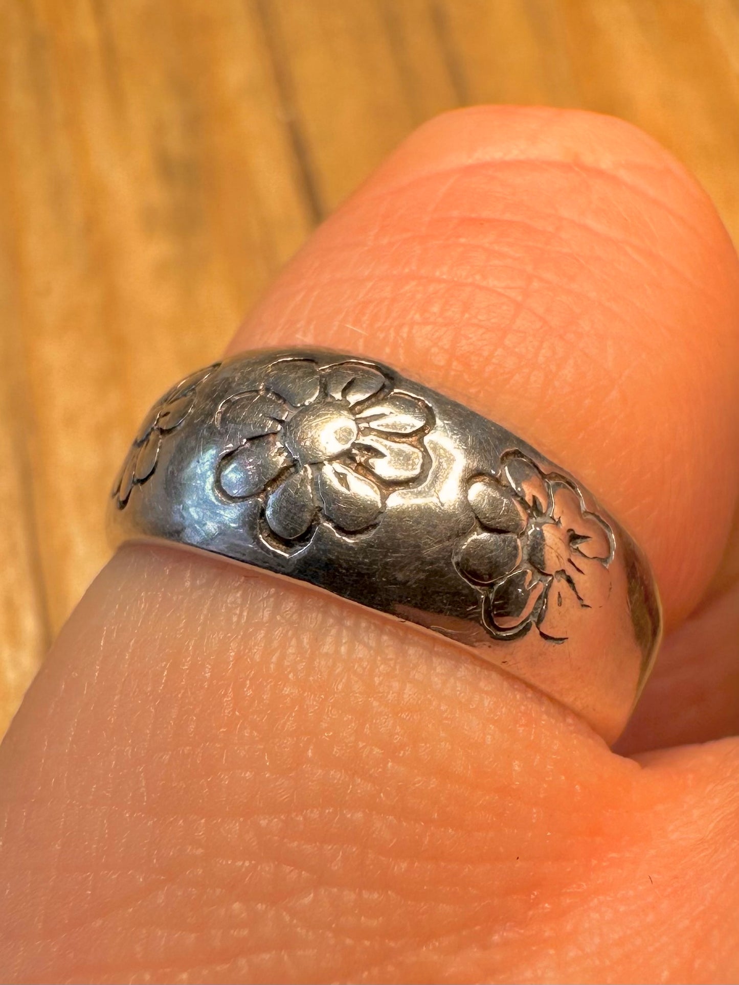 Vintage Flower Dome 925 Sterling Silver Size M Ring