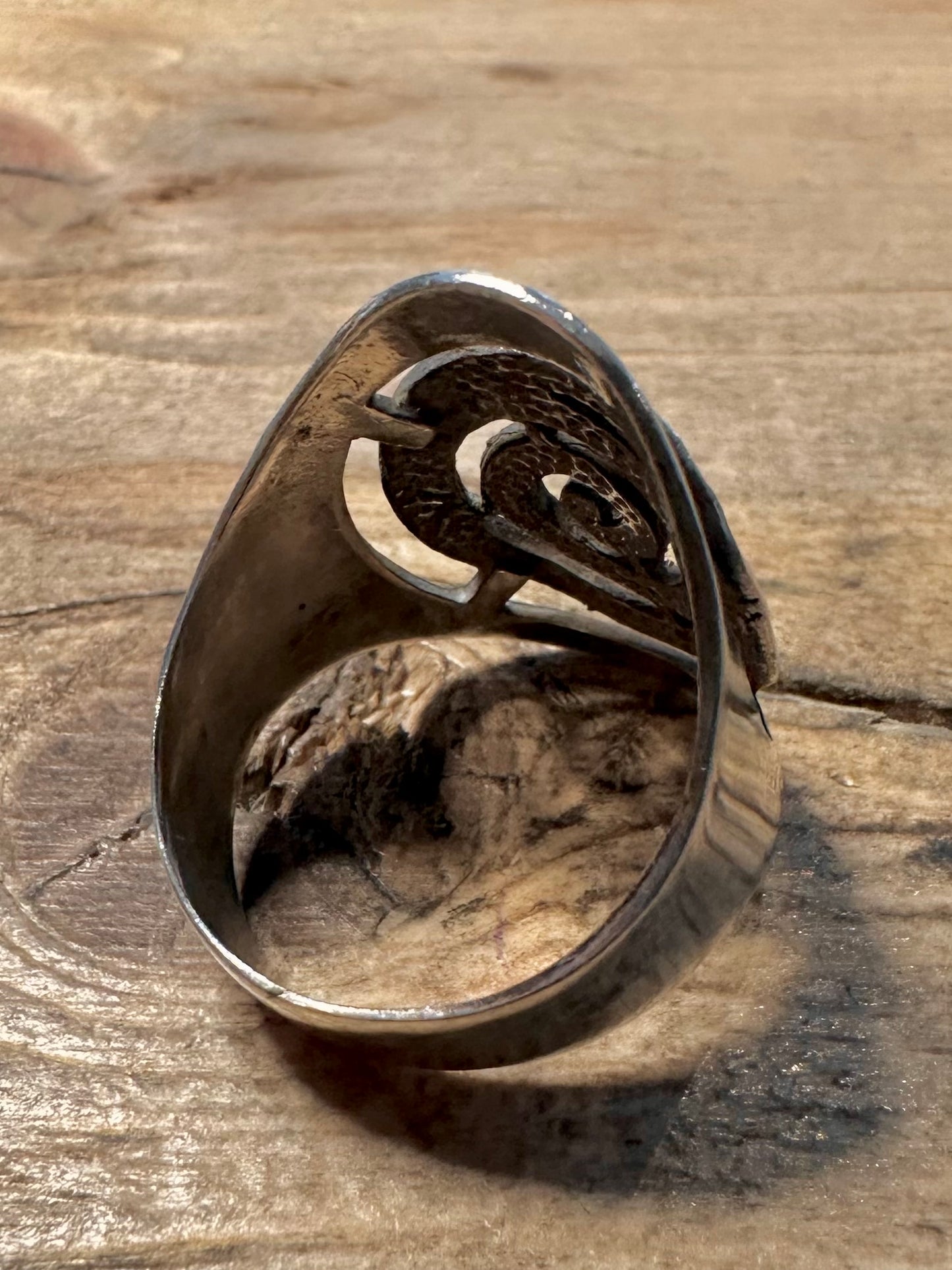 Vintage Hammered Spiral 950 Silver Size V1/2 Ring