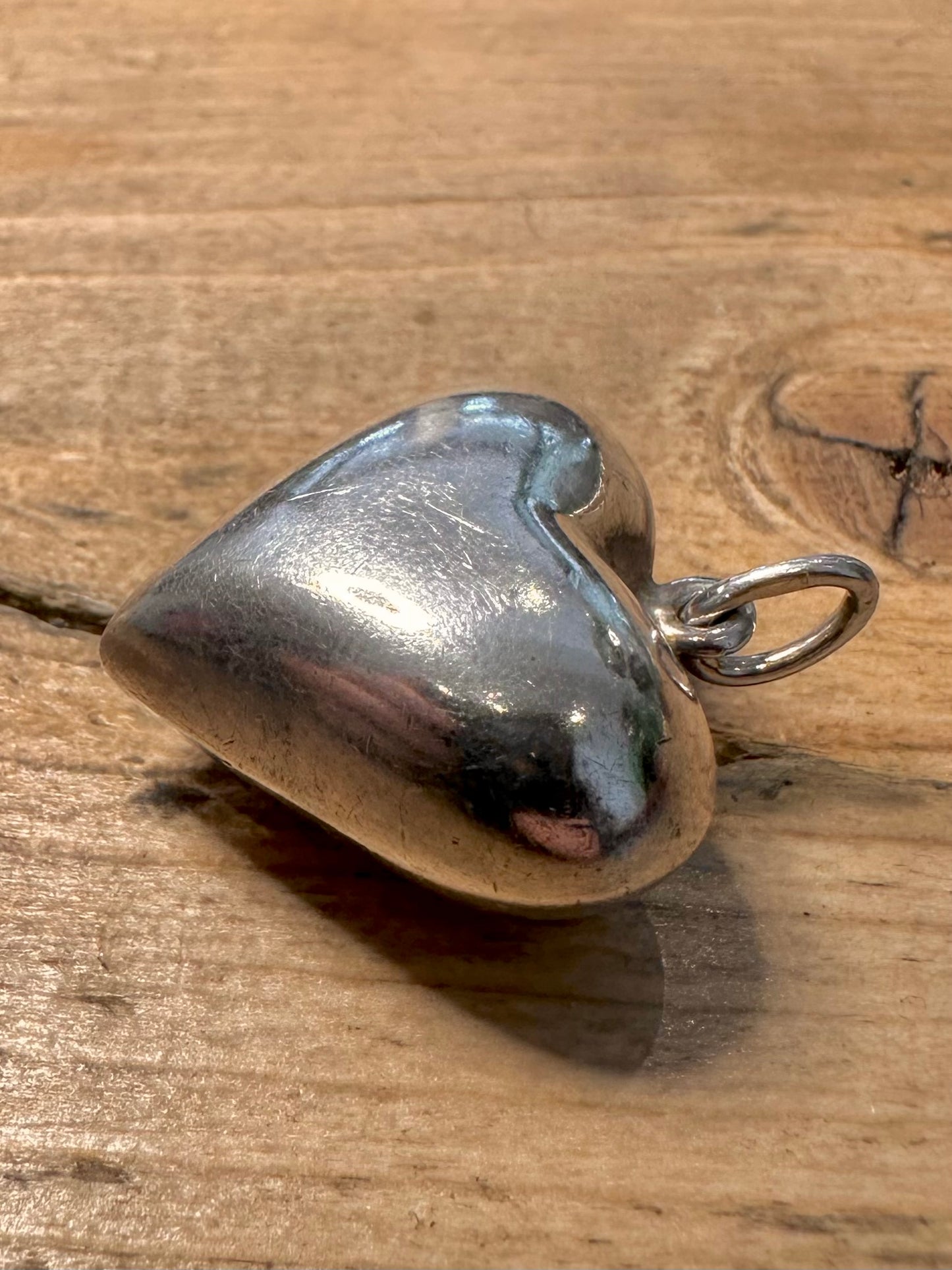 Vintage Puff Heart Chime 925 Silver Pendant