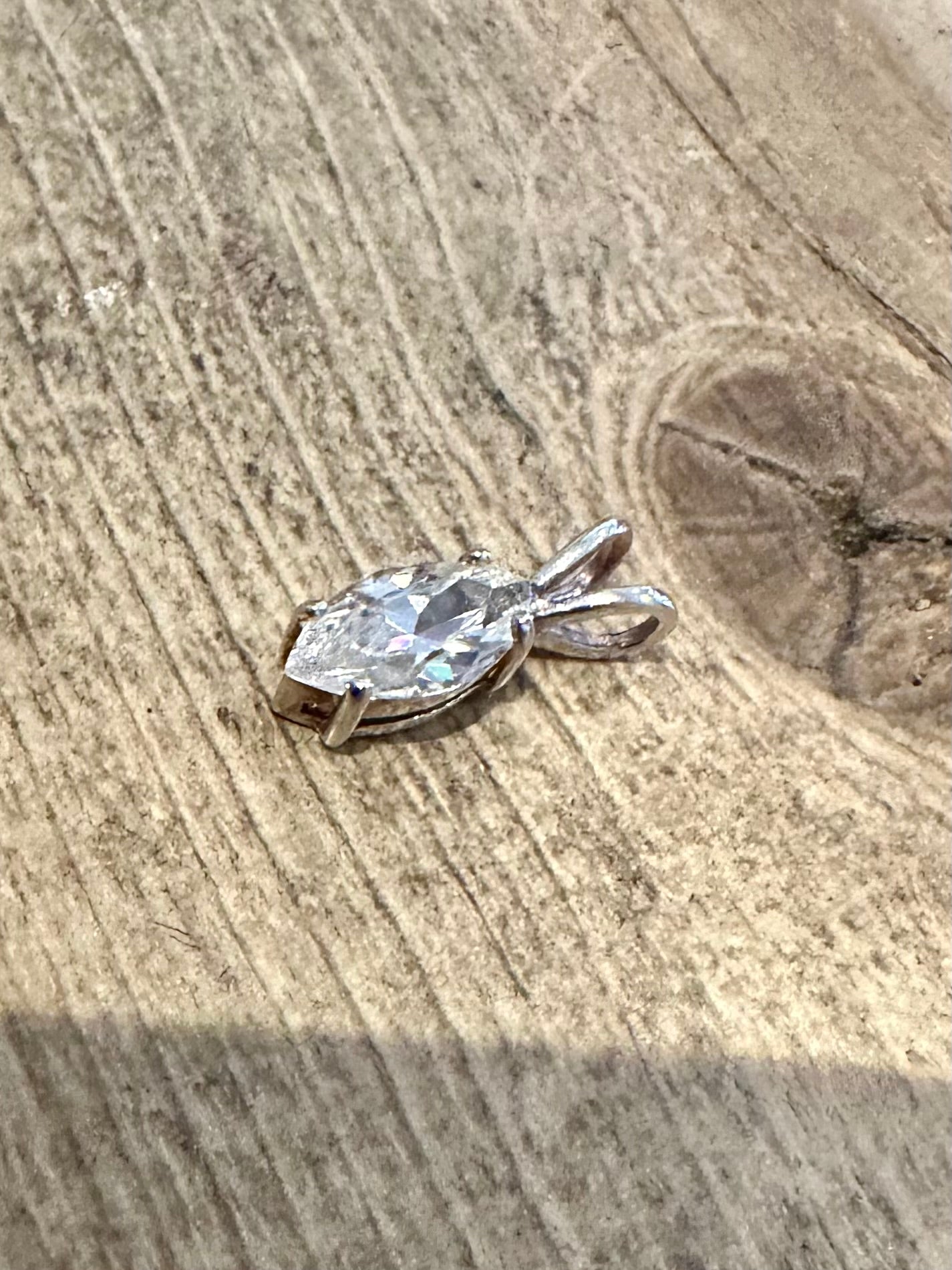 Vintage CZ Stone 925 Silver Pendant