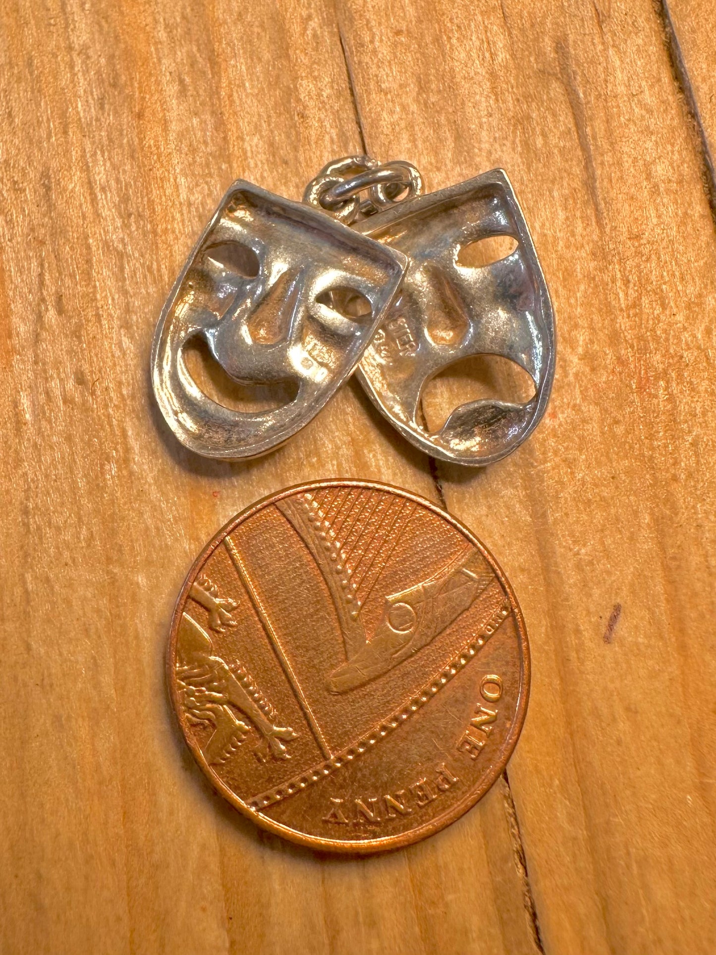 Vintage Comedy and Tragedy 925 Sterling Silver Pendant