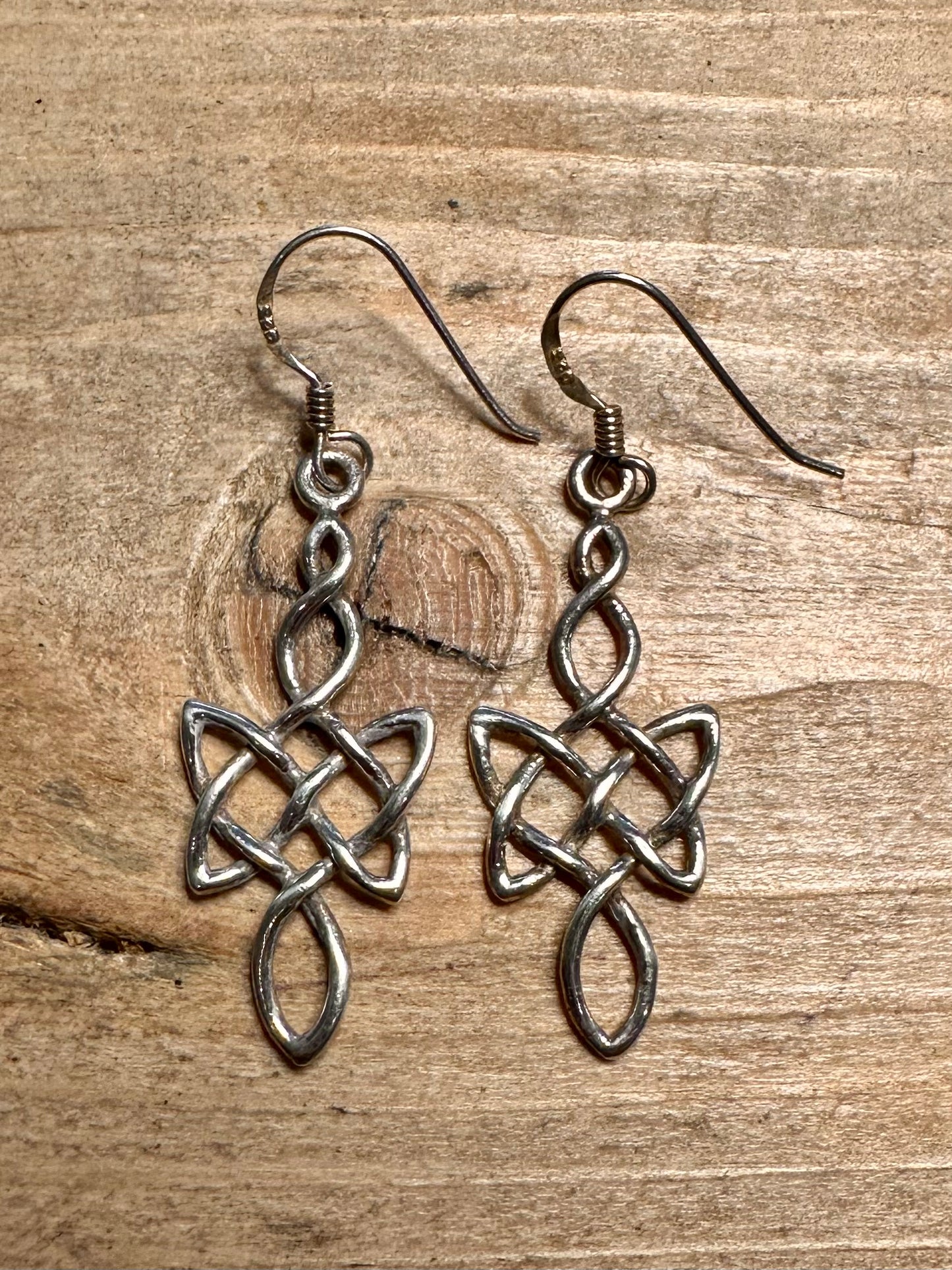 Vintage Celtic Dangle 925 Silver Earrings