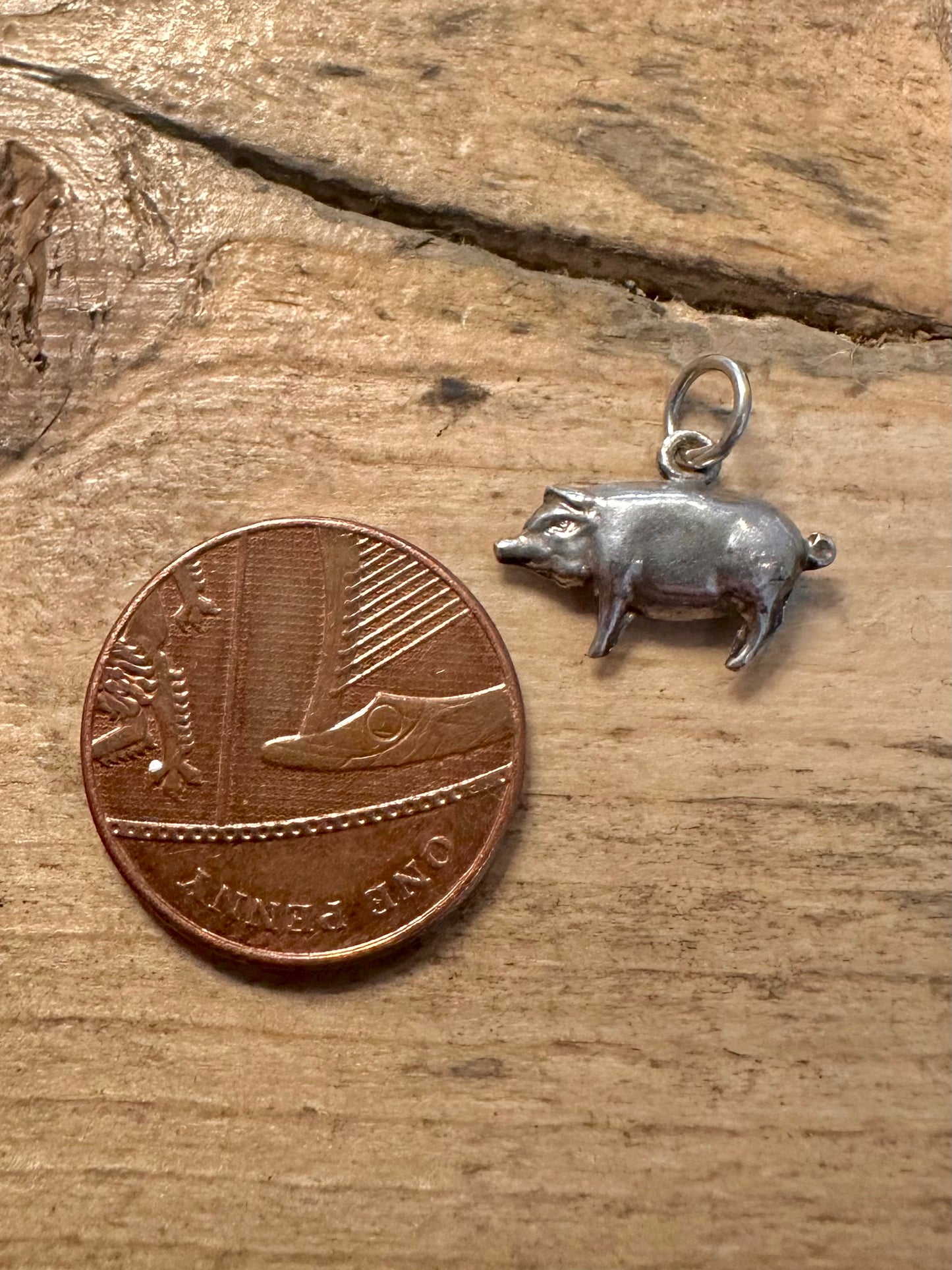 Vintage Pig 925 Silver Charm Pendant