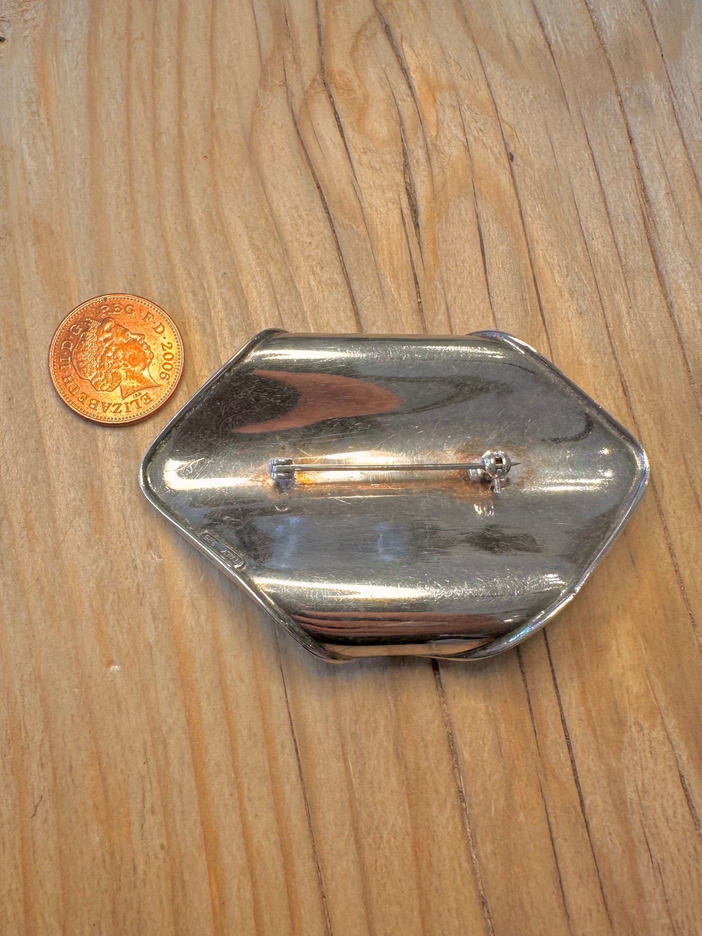 Abstract Modernist Wavy Italy 925 Silver Brooch