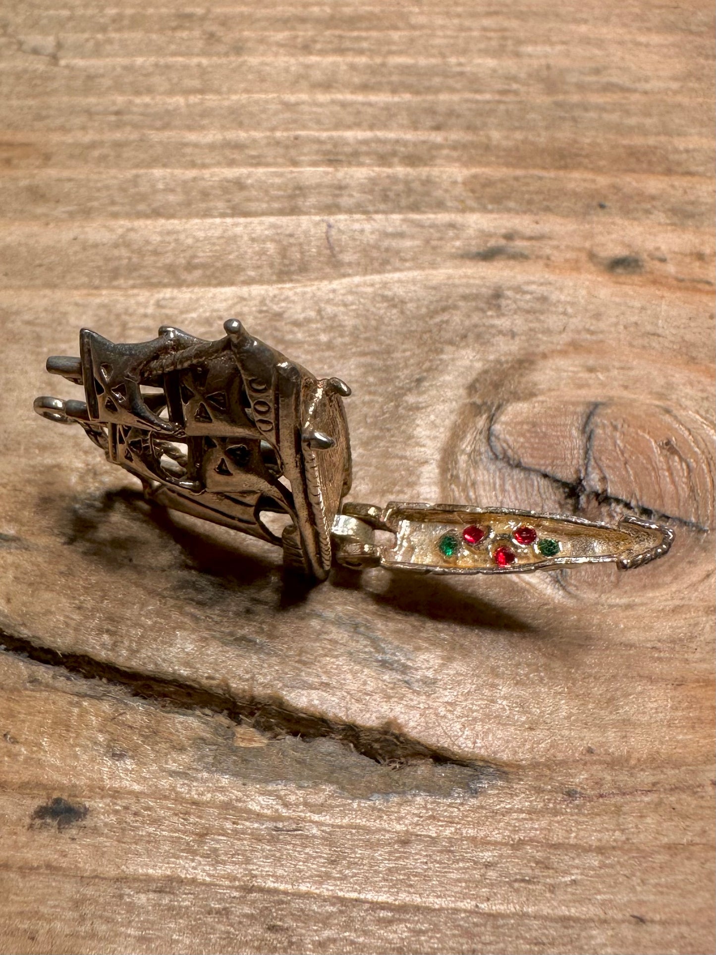 Vintage Pirate Ship with Gems 925 Silver Charm Pendant