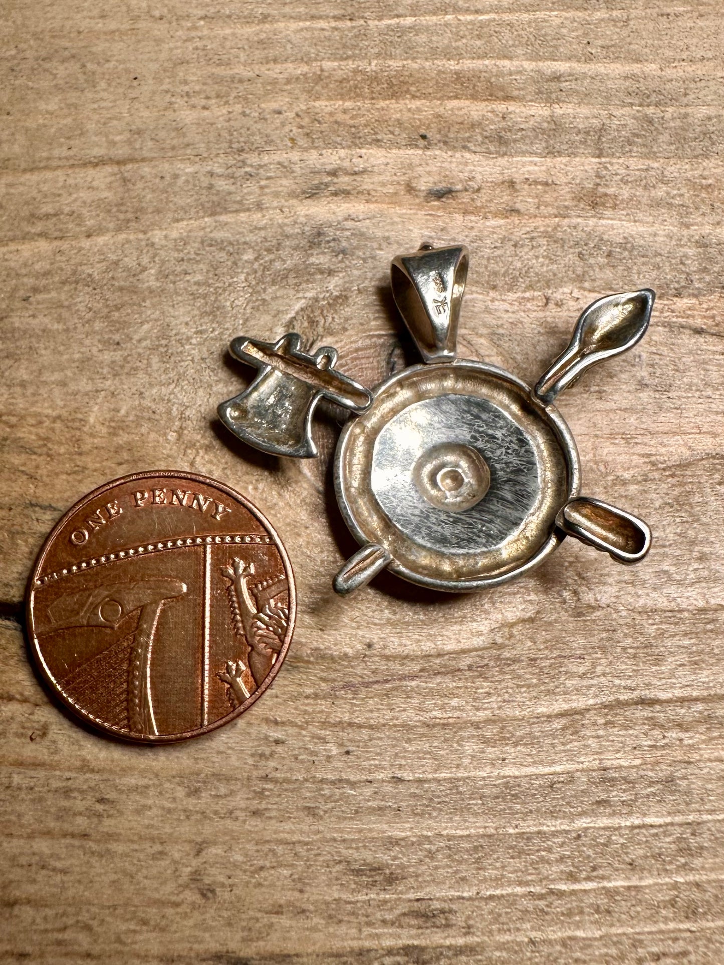 Vintage Pike and Axe Gold on 925 Silver Pendant