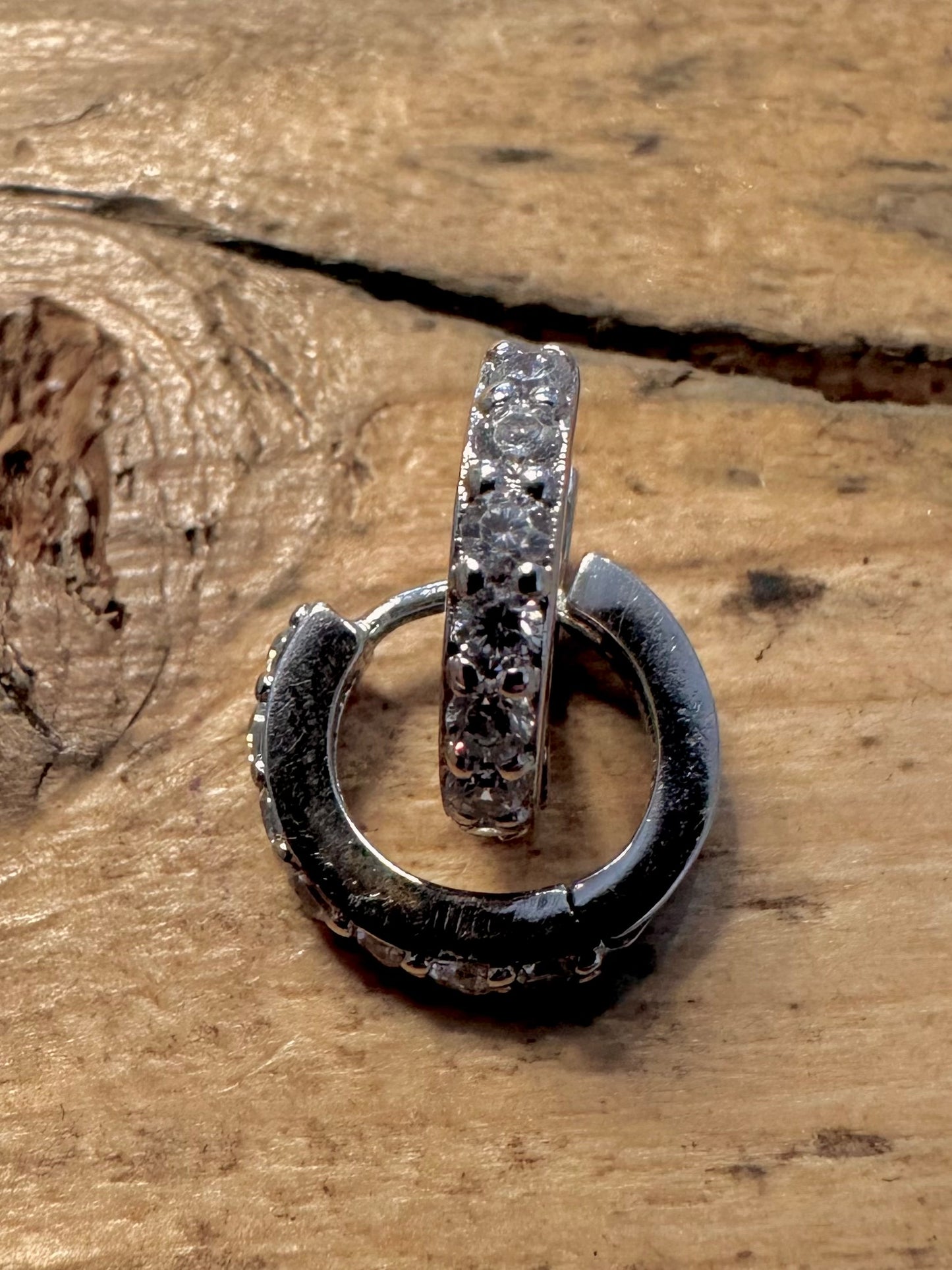 Modern CZ Stone Hoops 925 Silver Earrings