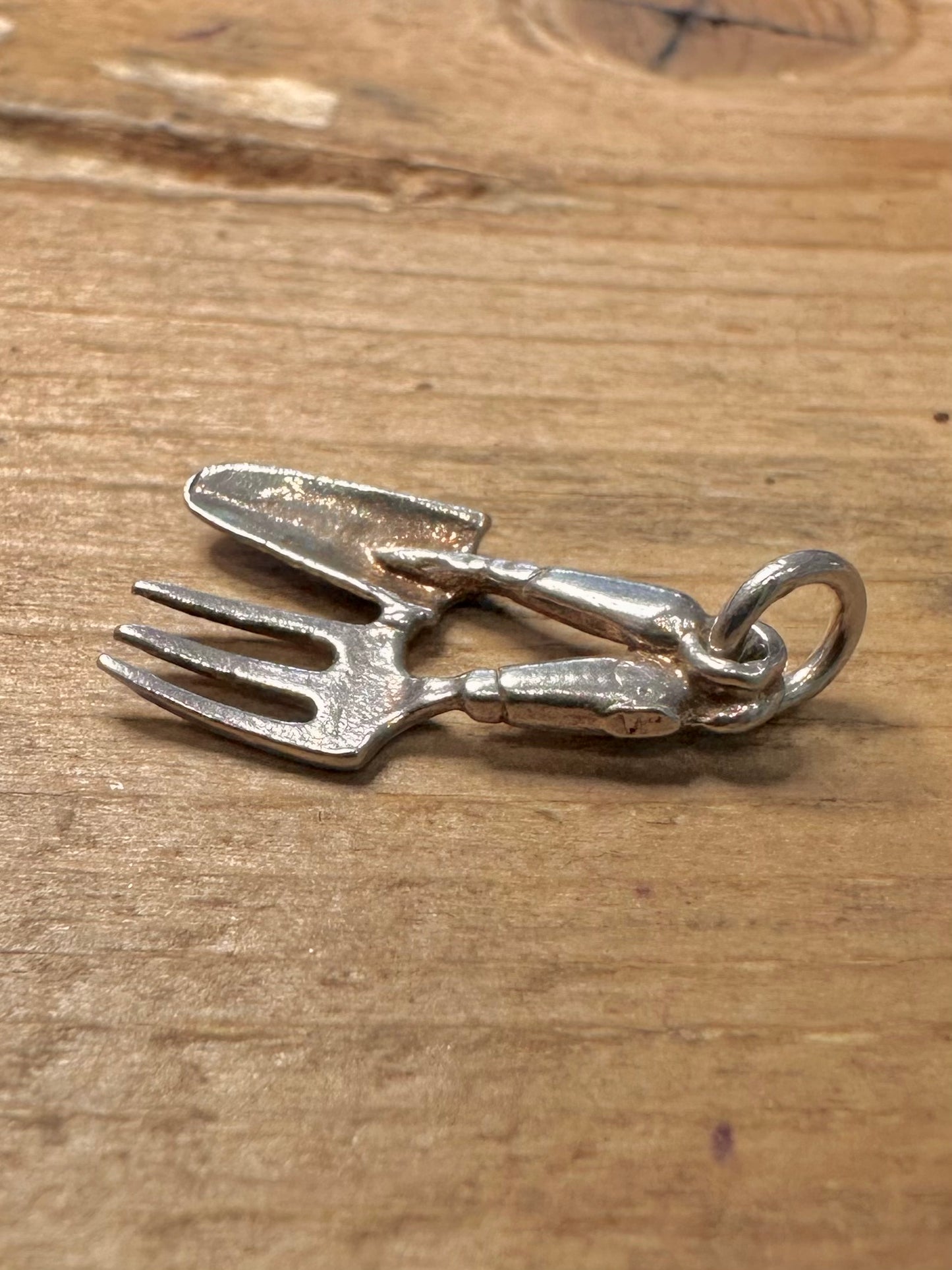 Vintage Fork and Trowel Garden Tools 925 Silver Charm Pendant