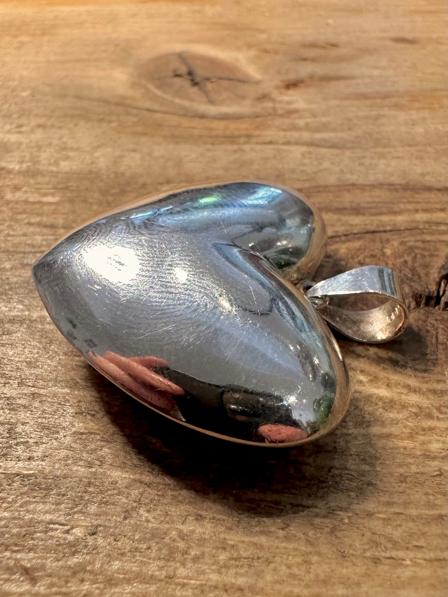 Modern Chunky Puff Heart 925 Silver Pendant