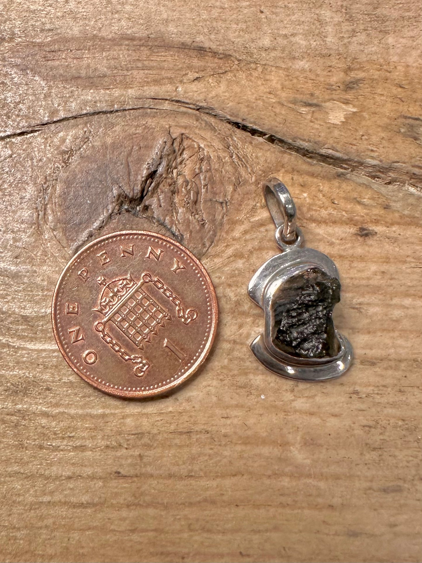 Abstract Moldavite 925 Silver Pendant