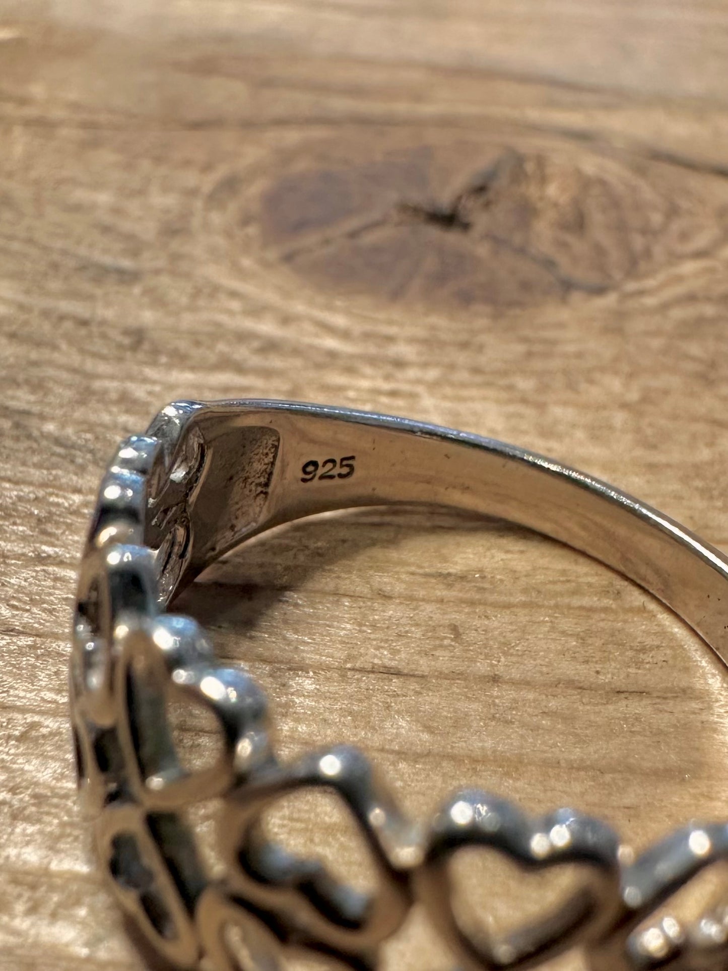 Modernist Hearts 925 Silver Size T Ring