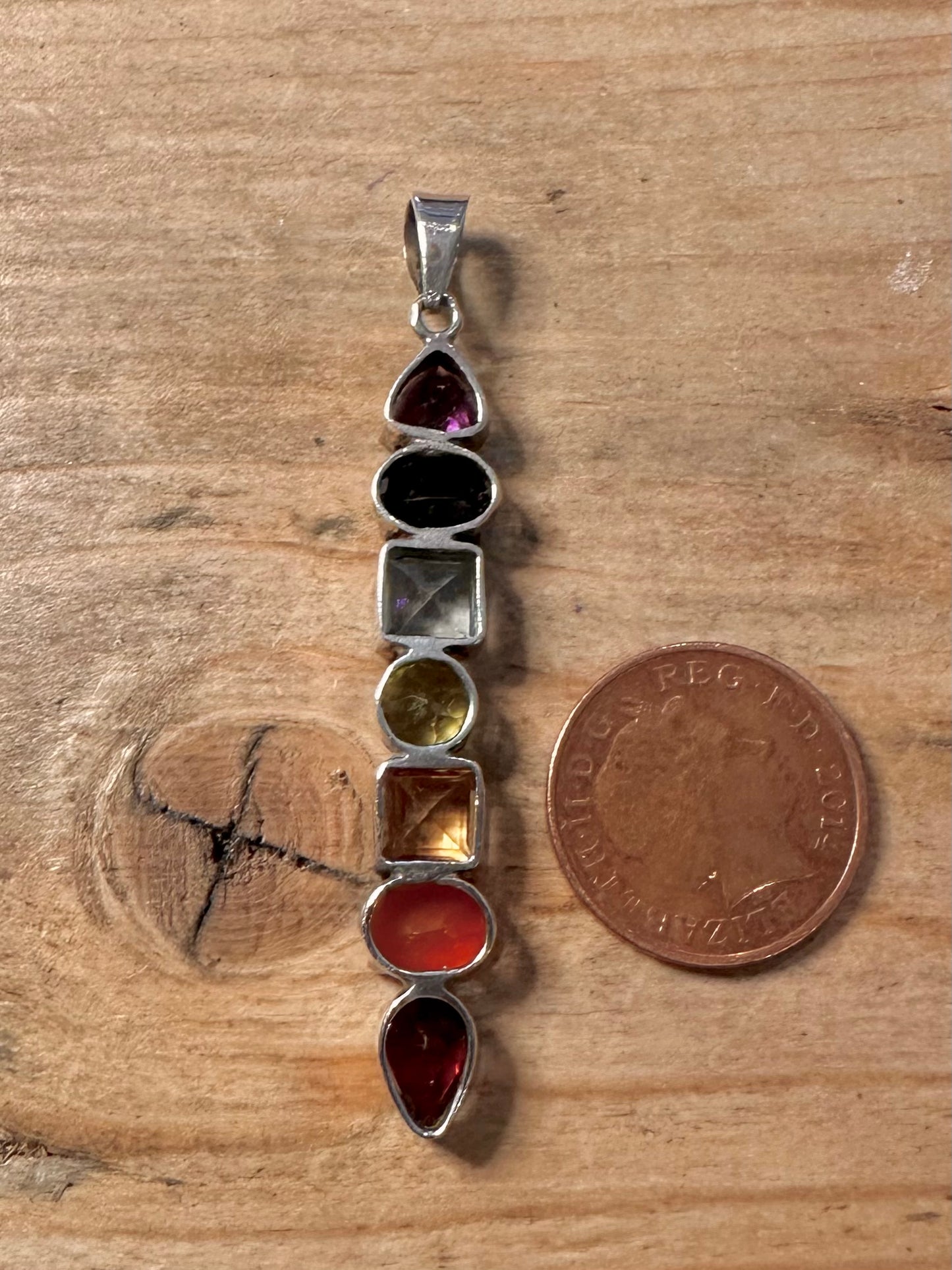 Multi Gemstone Chakra 925 Silver Pendant