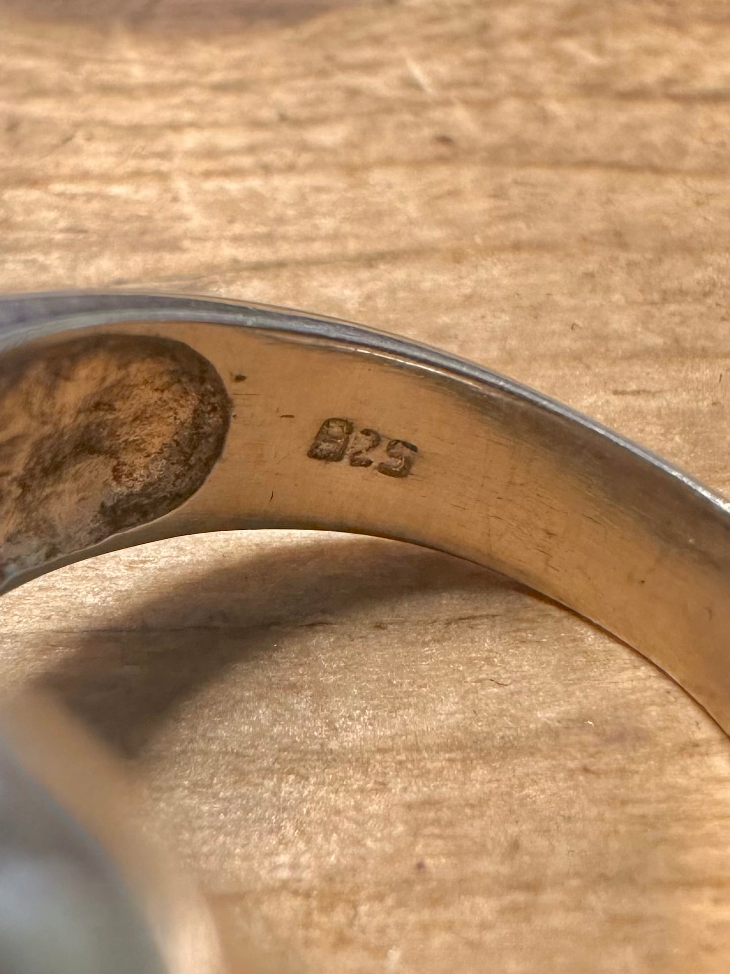 Vintage Rose Quarts Oval 925 Silver Size P Ring