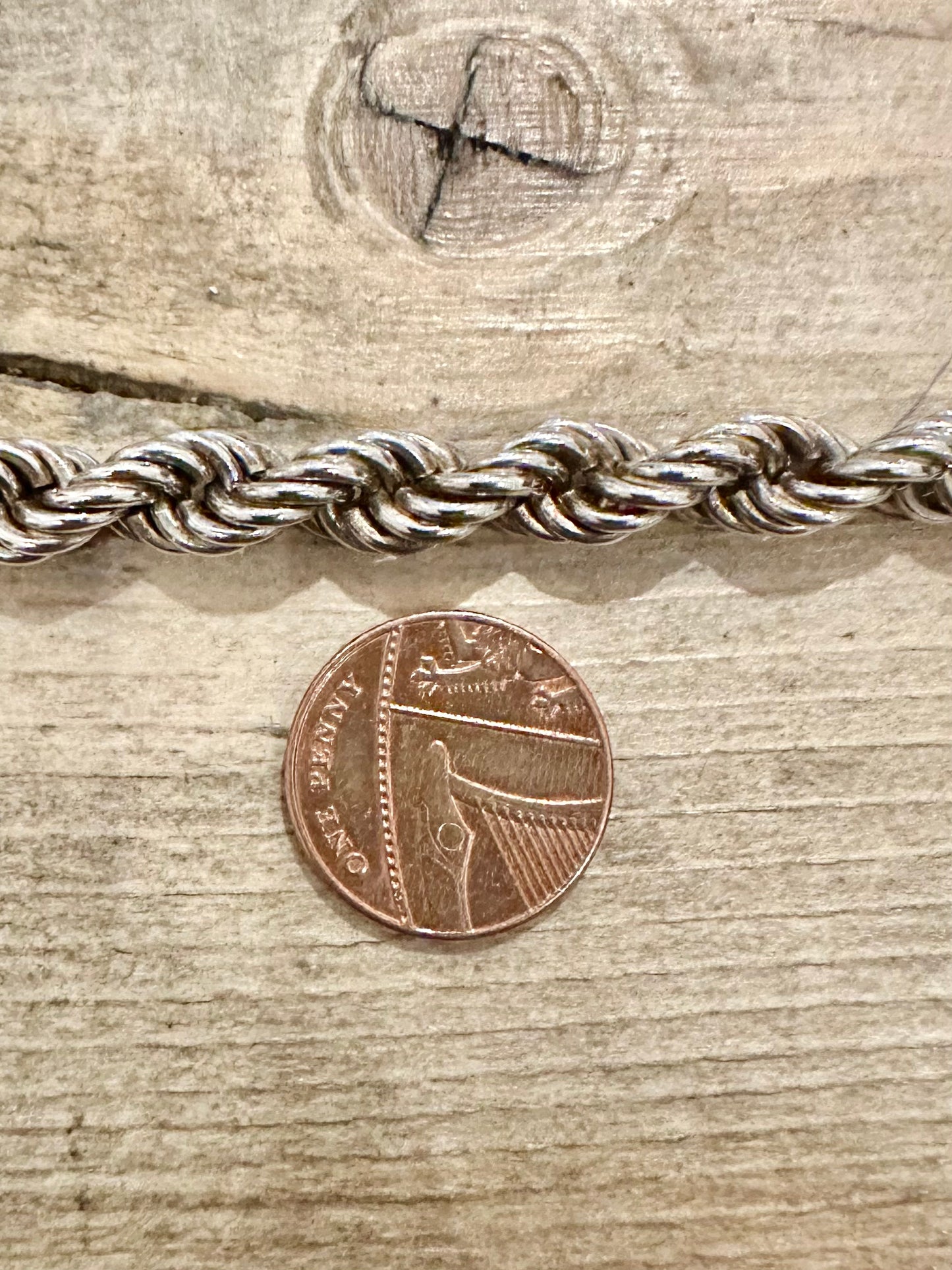 Vintage Chunky Rope Chain Italy 925 Silver 24 inch Necklace