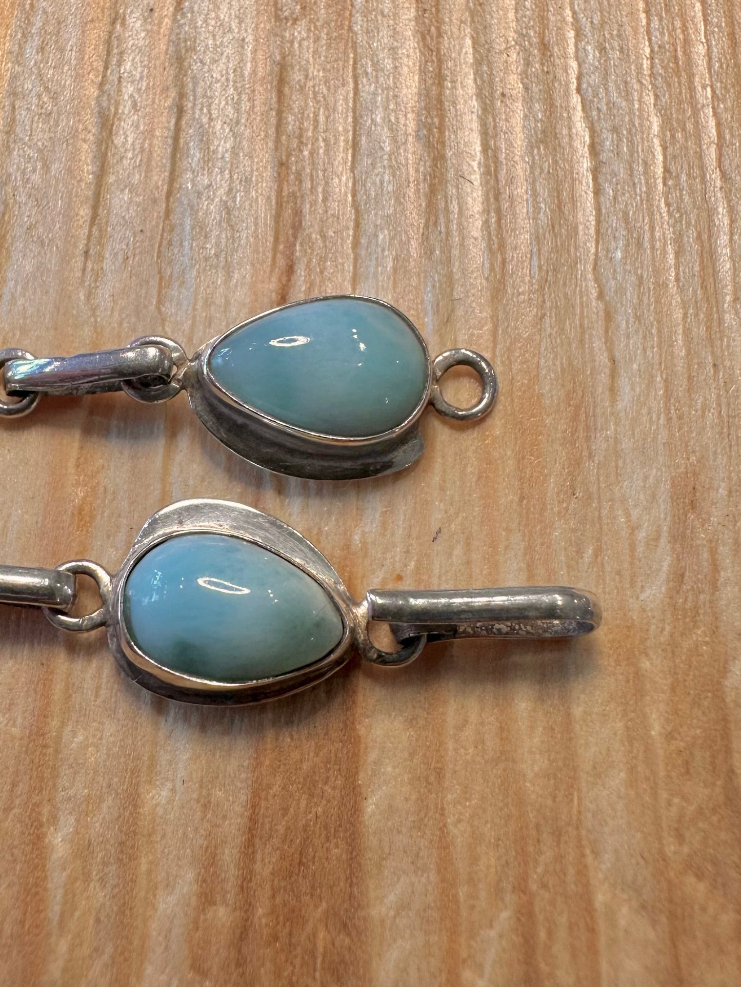 Vintage Larimar 925 Silver 8.1 inch Bracelet