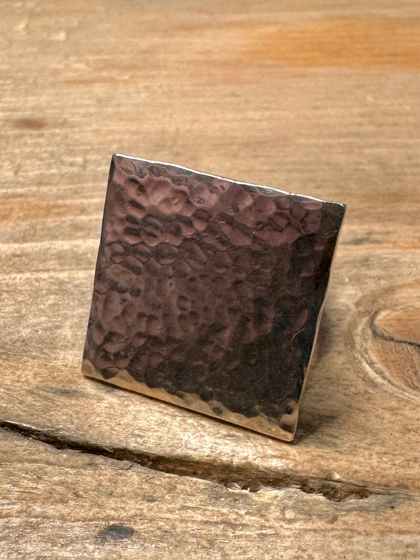 Abstract 2001 Hammered Square 925 Silver Size K1/2 Ring