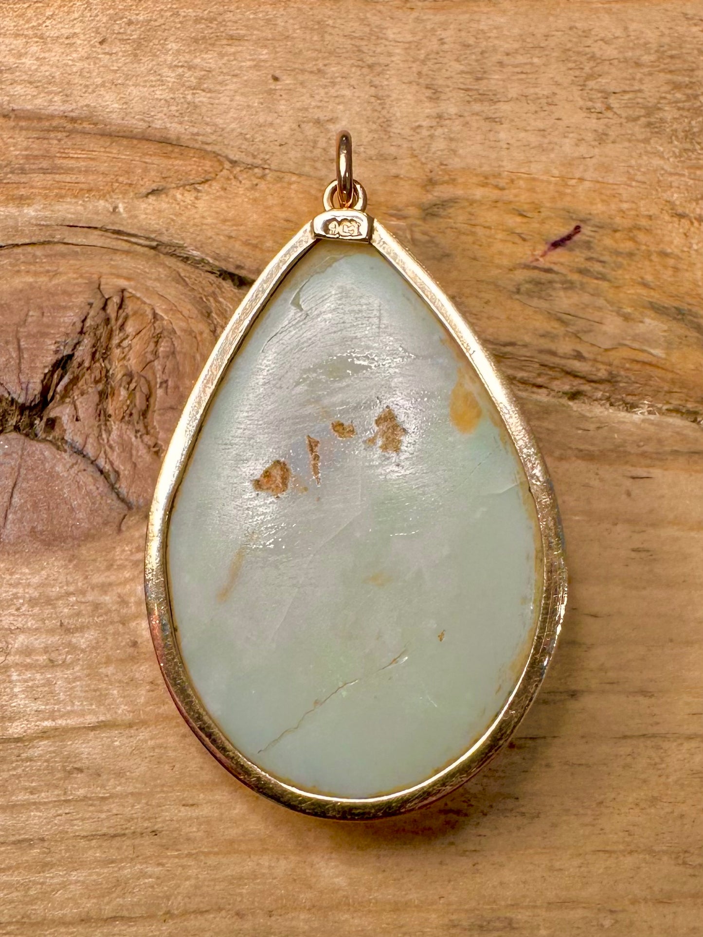 Vintage 9ct Gold Natural Opal Pear Drop Pendant
