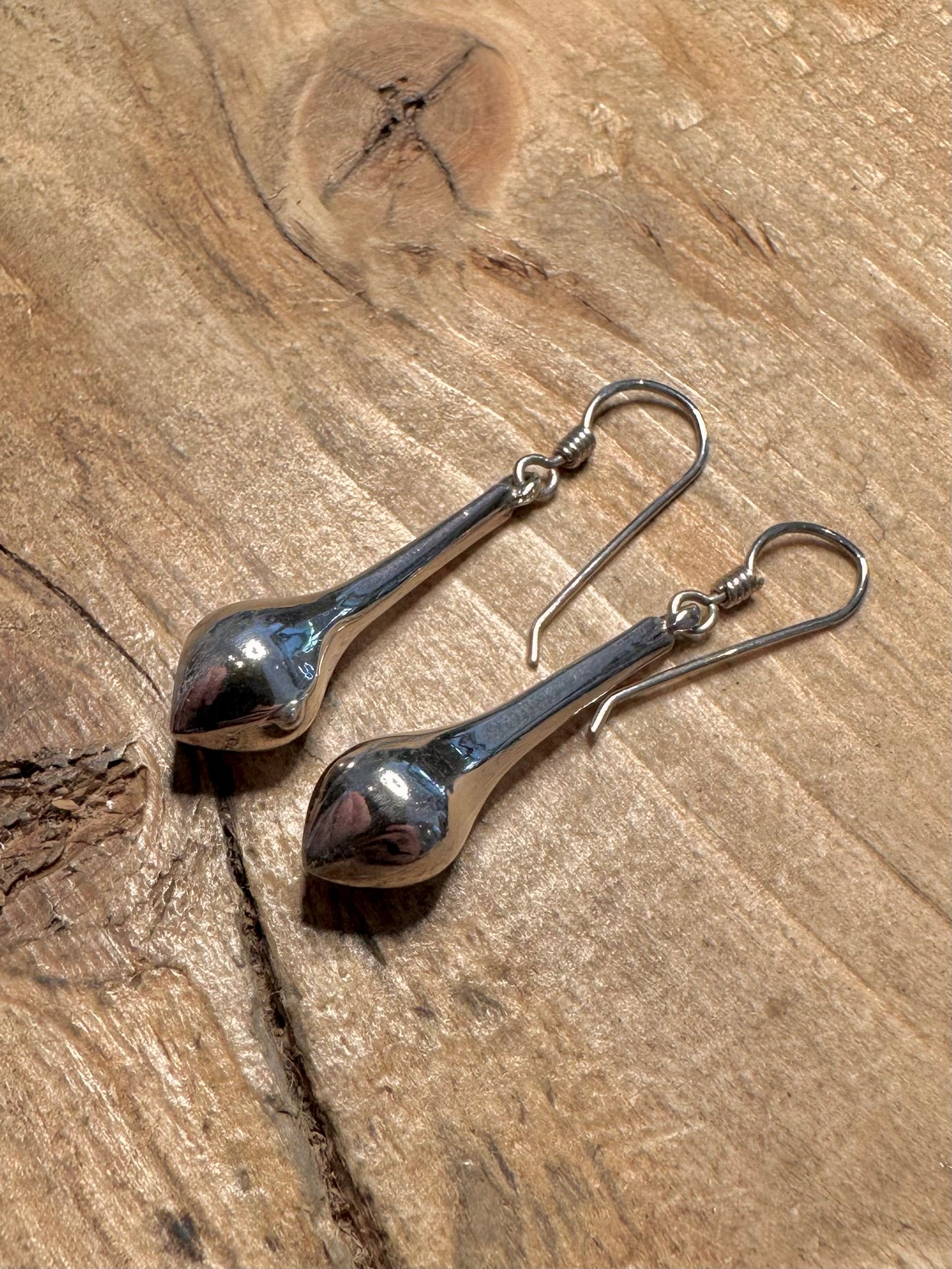 Vintage Dangle Teardrop 925 Silver Earrings