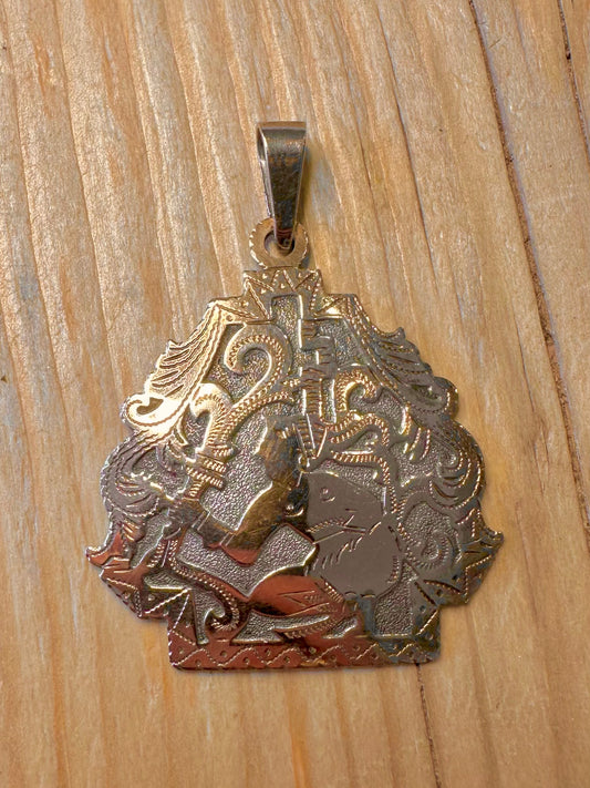 Vintage Gold Plated Ornate Figure 900 Silver Pendant