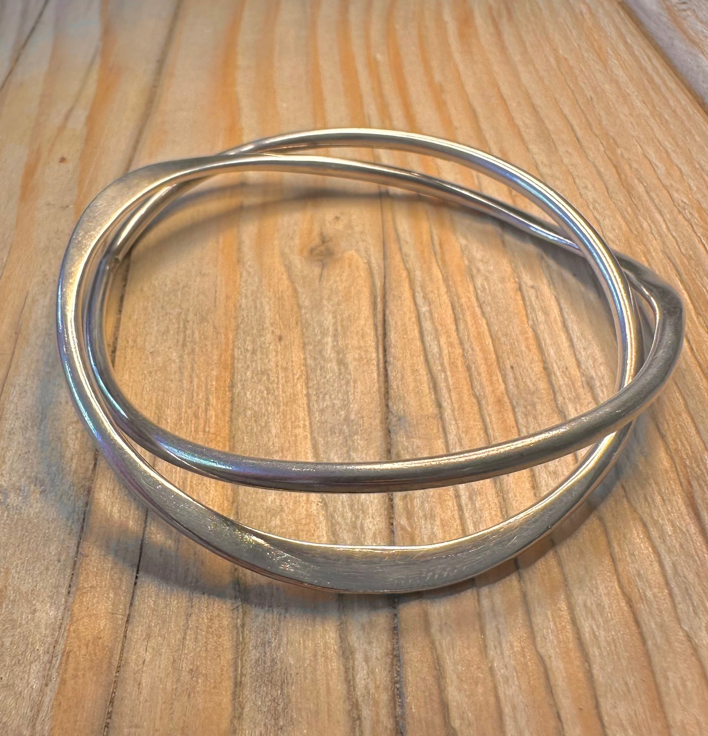 Modernist Overlapping 925 Sterling Silver Bangle