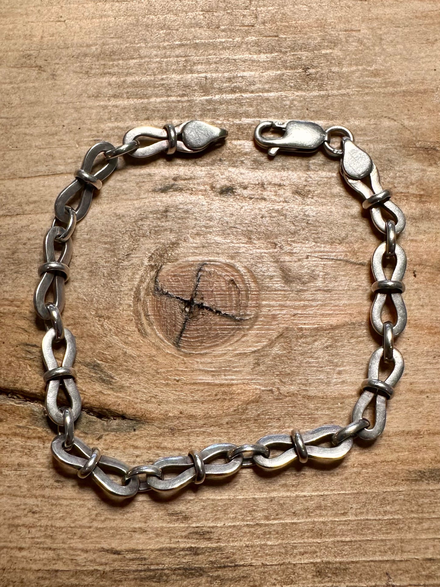 Vintage Unique Link 925 Silver 7.5 inch Bracelet