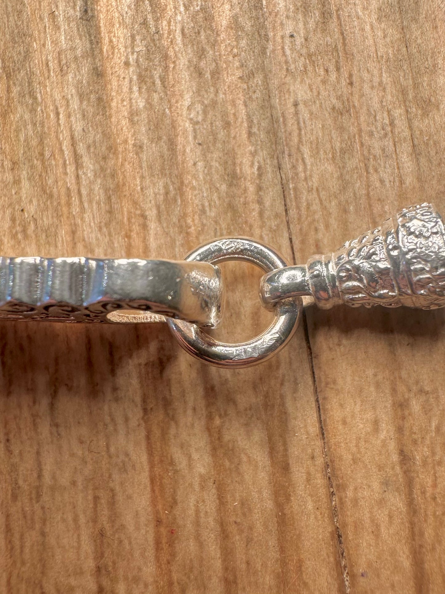 Modern Stars and Bars Links Albert Clasp 925 Sterling Silver 9.5 inch Bracelet