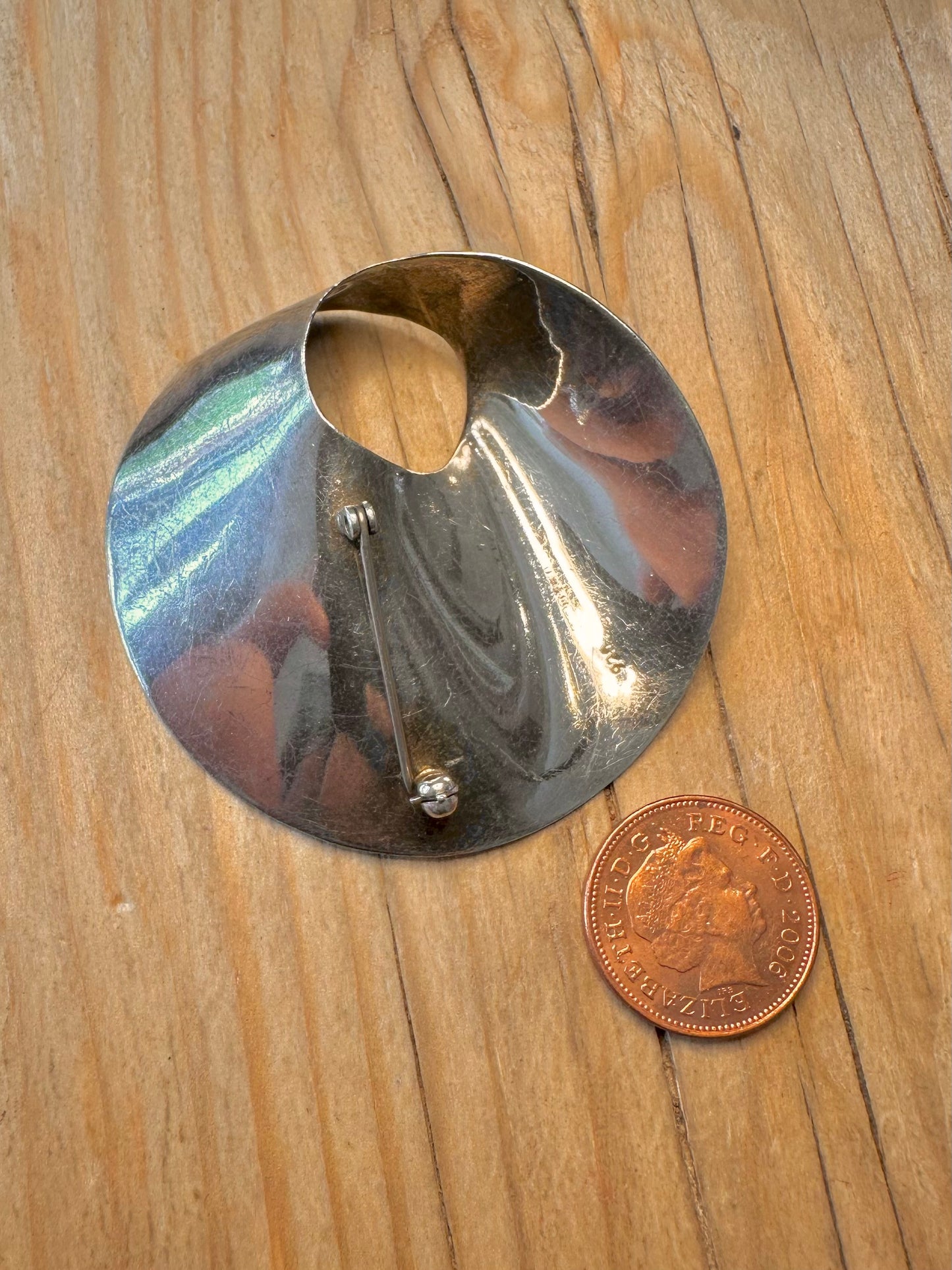 Abstract 2005 Modernist Swirl 925 Sterling Silver Brooch