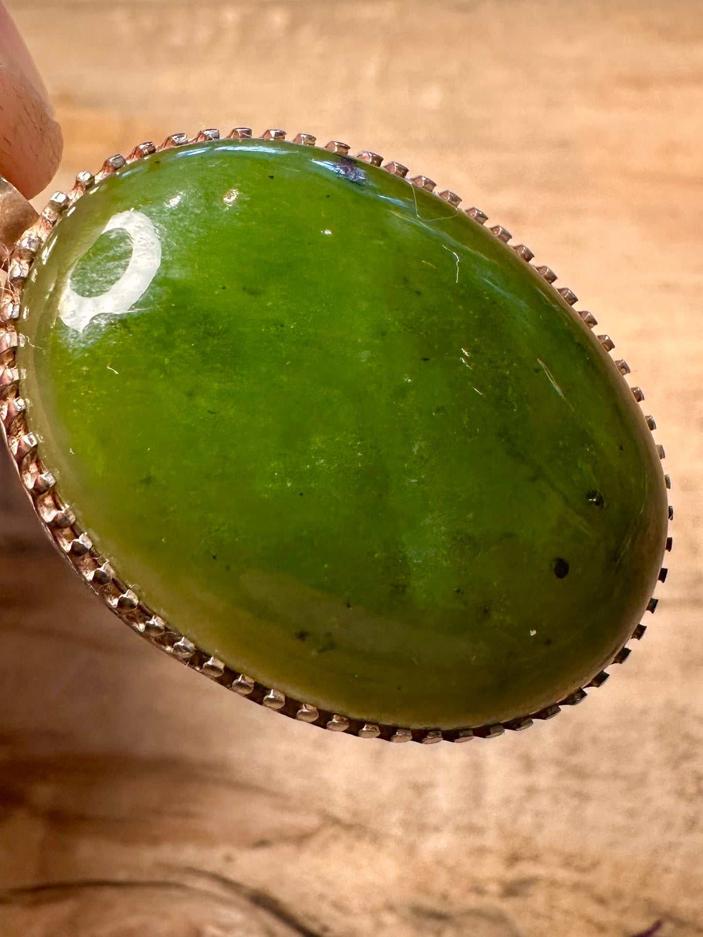 Vintage Jade Oval 925 Silver Pendant