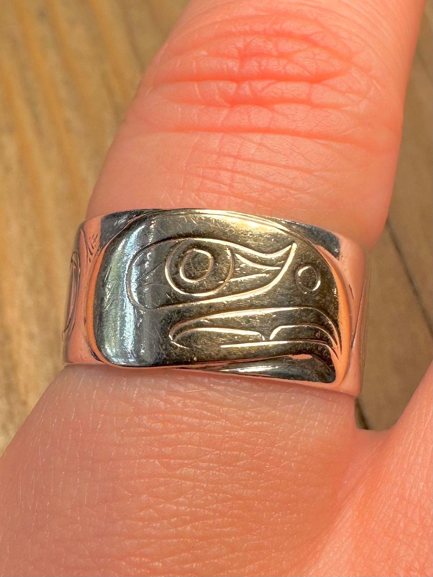 Vintage First Nations Gold Eagle 925 Sterling Silver Size Q Ring