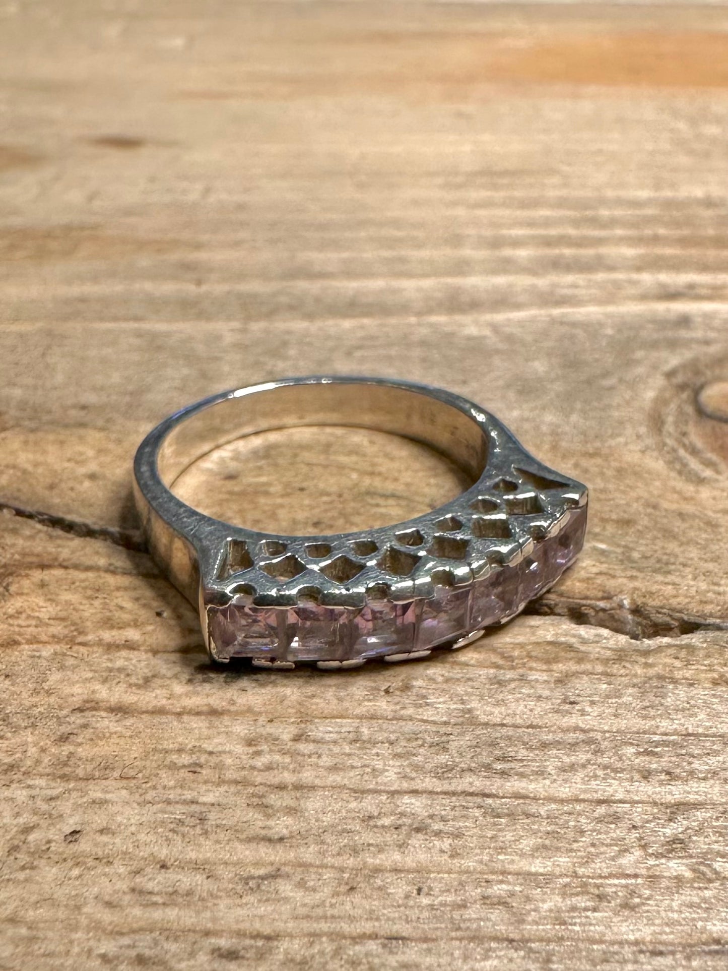 Vintage Amethyst 925 Silver Size Q Ring