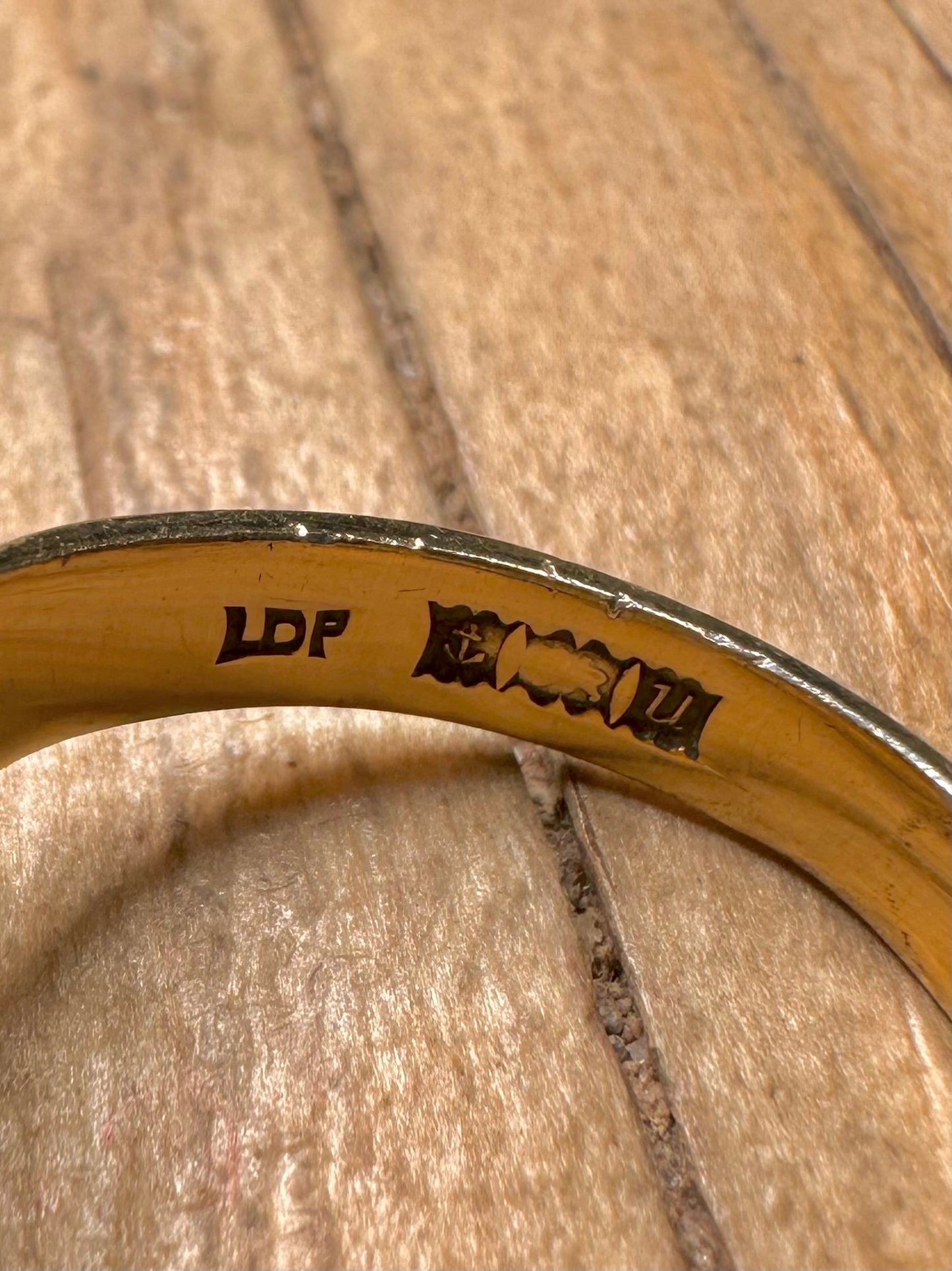 Vintage 1969 Textured Signet Gold on 925 Sterling Silver Size U Ring