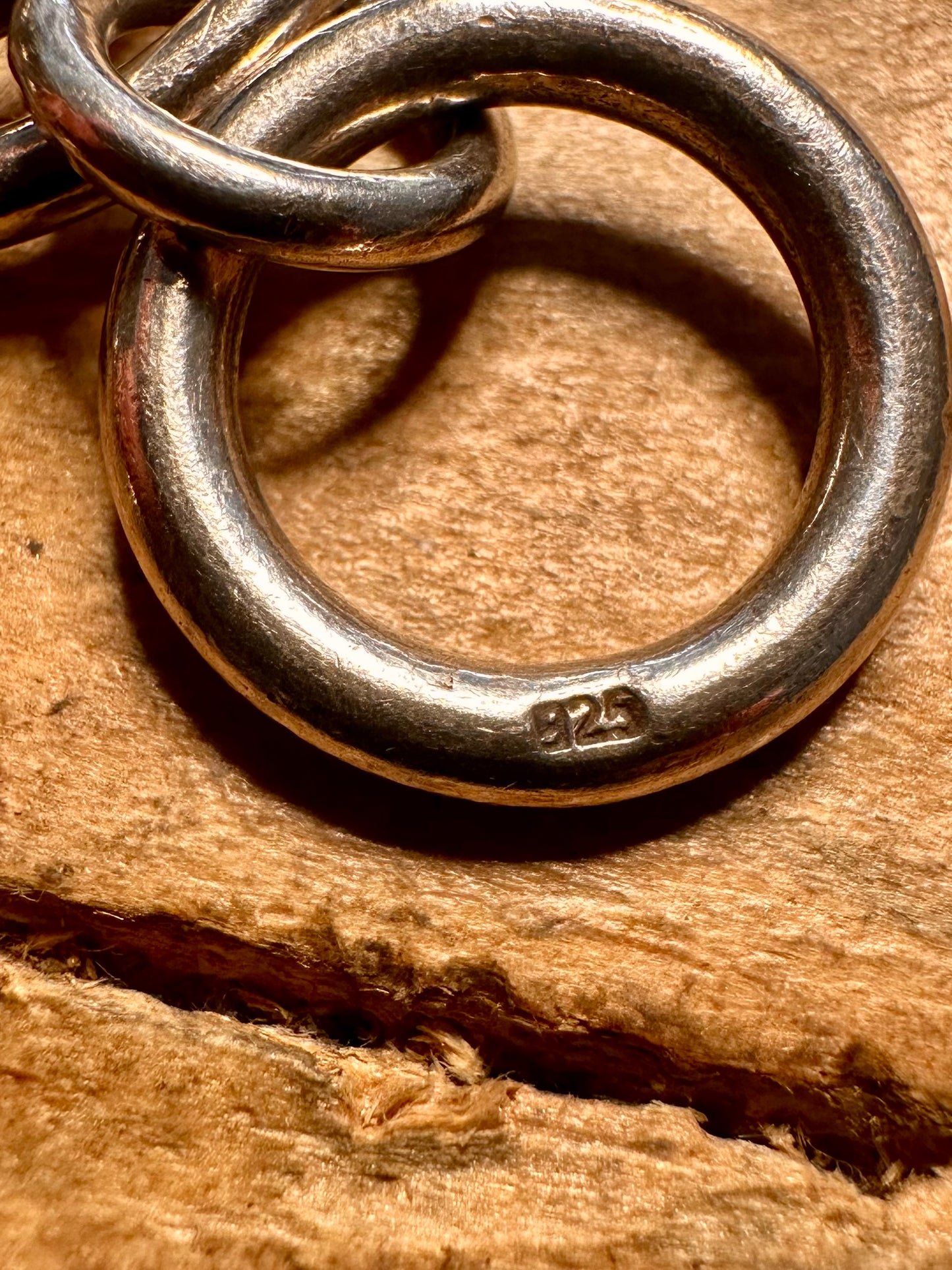 Abstract Circle Link Chunky T Bar Clasp 925 Silver 7 inch Bracelet