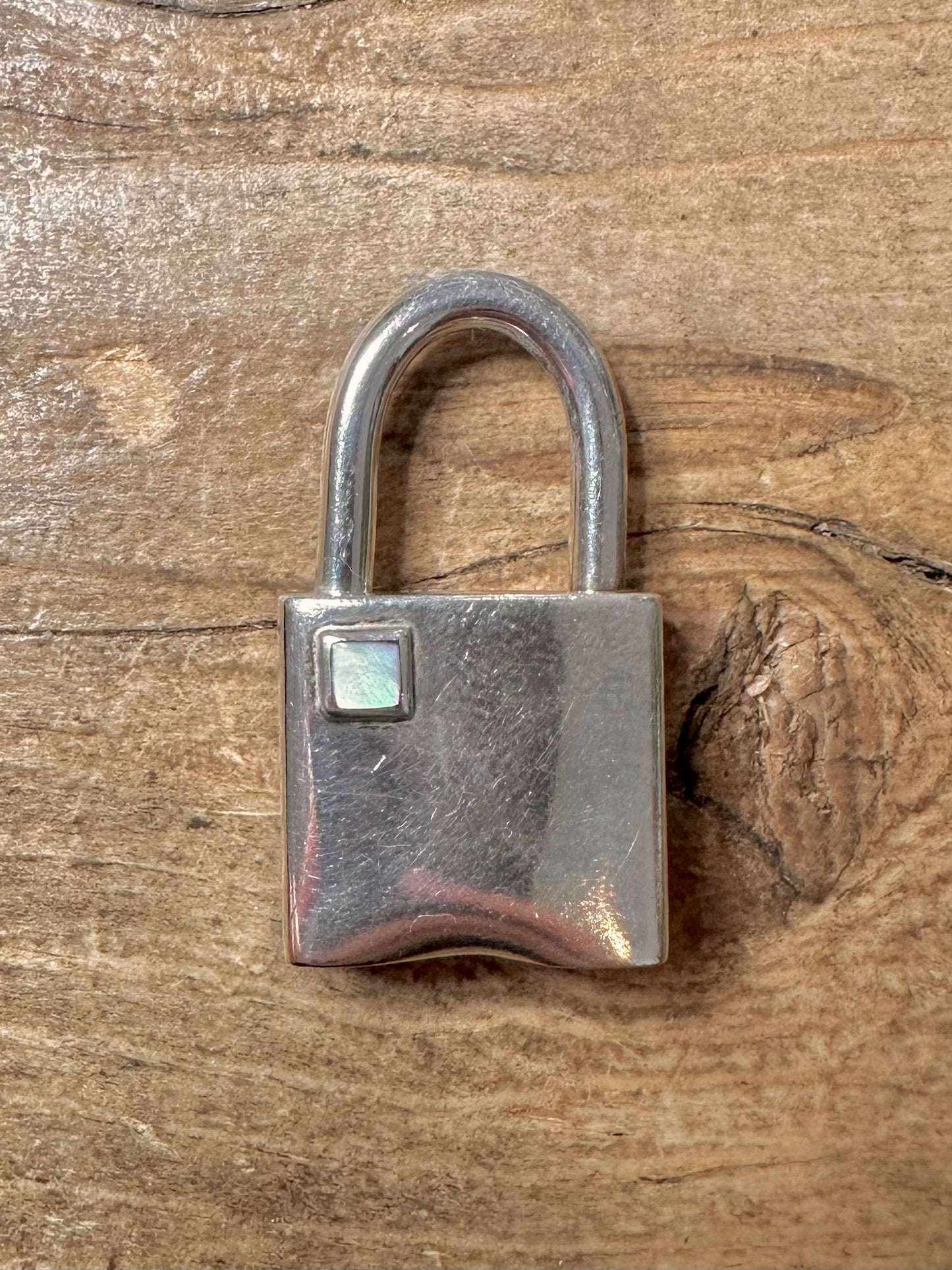 Modern Padlock Mother of Pearl 925 Silver Pendant