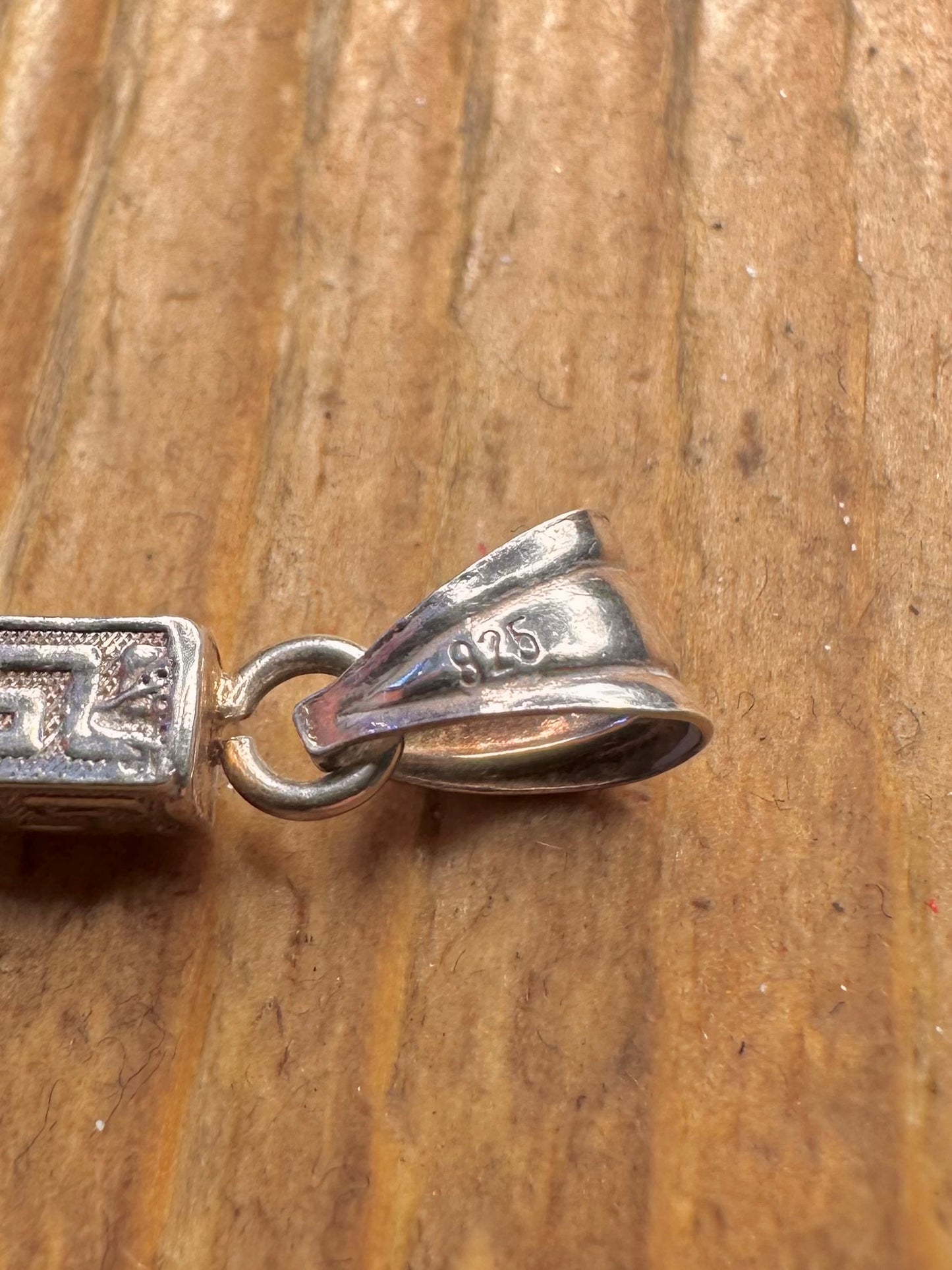 Greek Key Bar 925 Sterling Silver Pendant