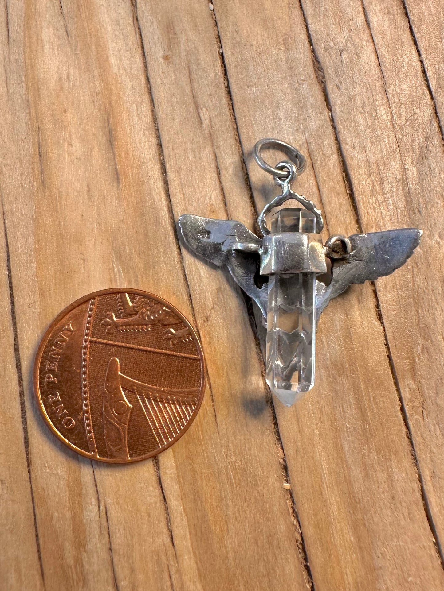 Vintage Scarab Quarts 925 Silver Pendant