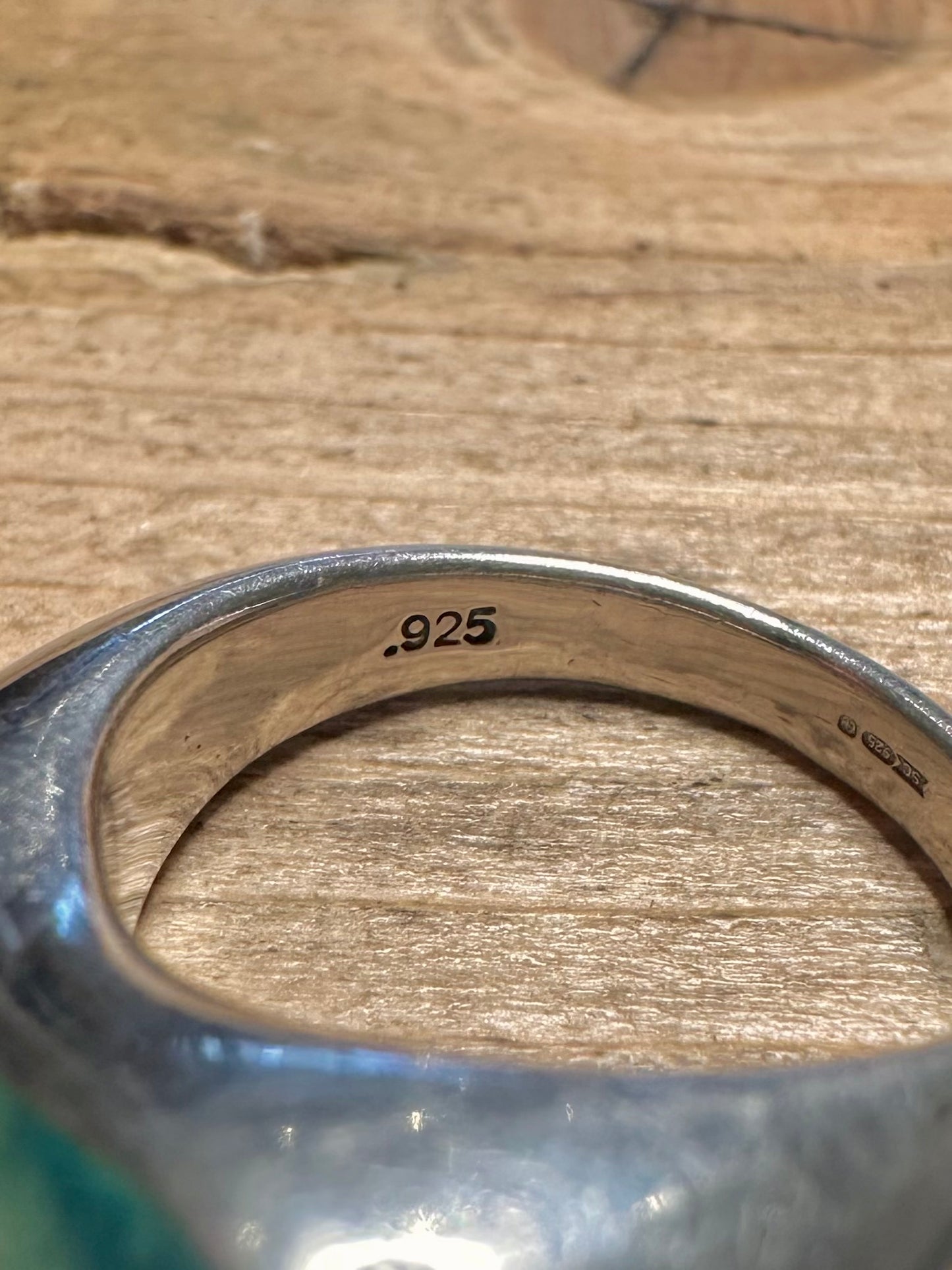 Abstract Blue Resin Wavy 925 Silver Size M Ring