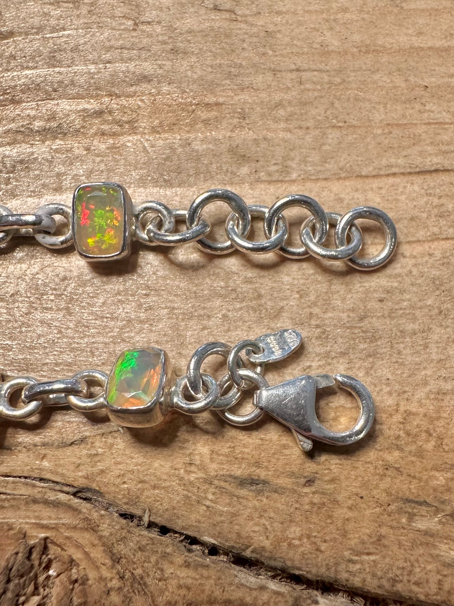 Modern Opal Link 925 Silver 7.5 to 8 inch Bracelet