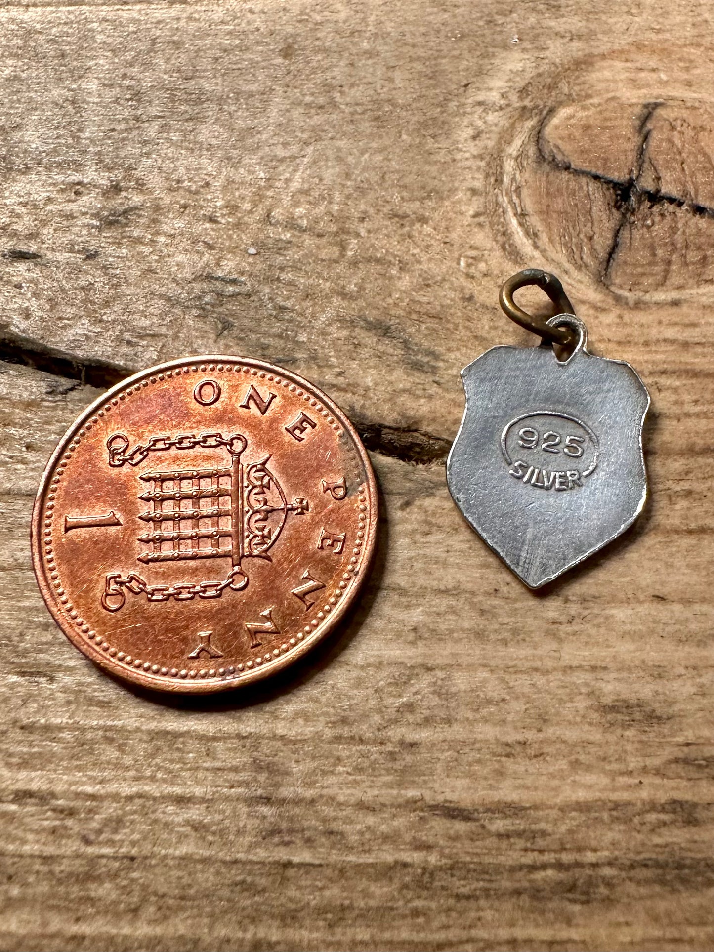 Vintage Italia Enamel Crest 925 Silver Charm Pendant