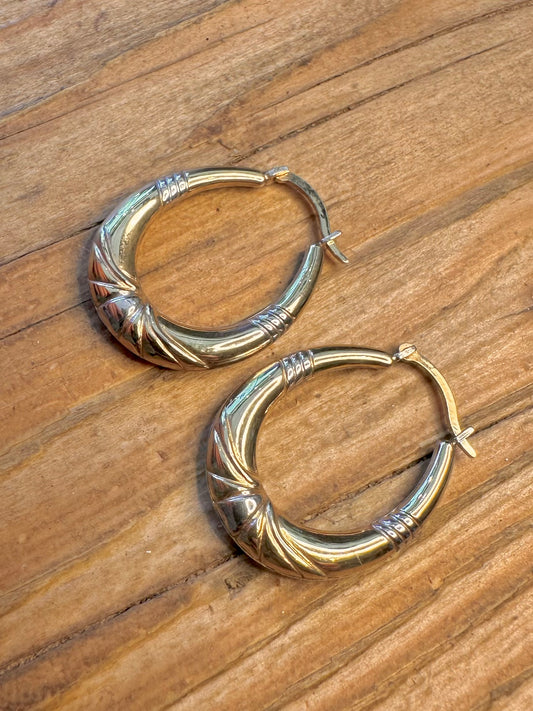 9ct Gold Bonded 925 Sterling Silver Hoops Earrings