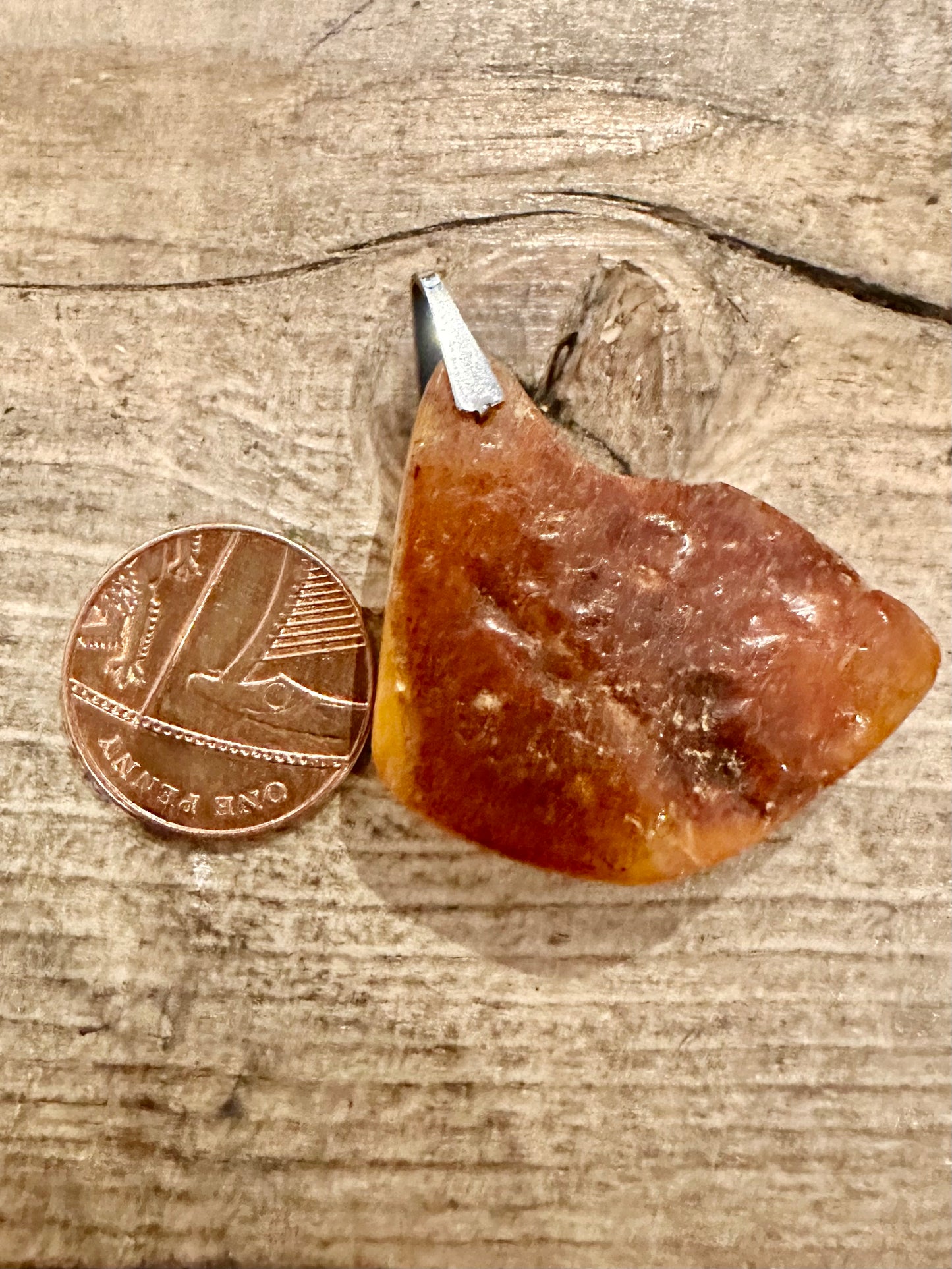 Vintage Raw Butterscotch Amber 925 Silver Pendant