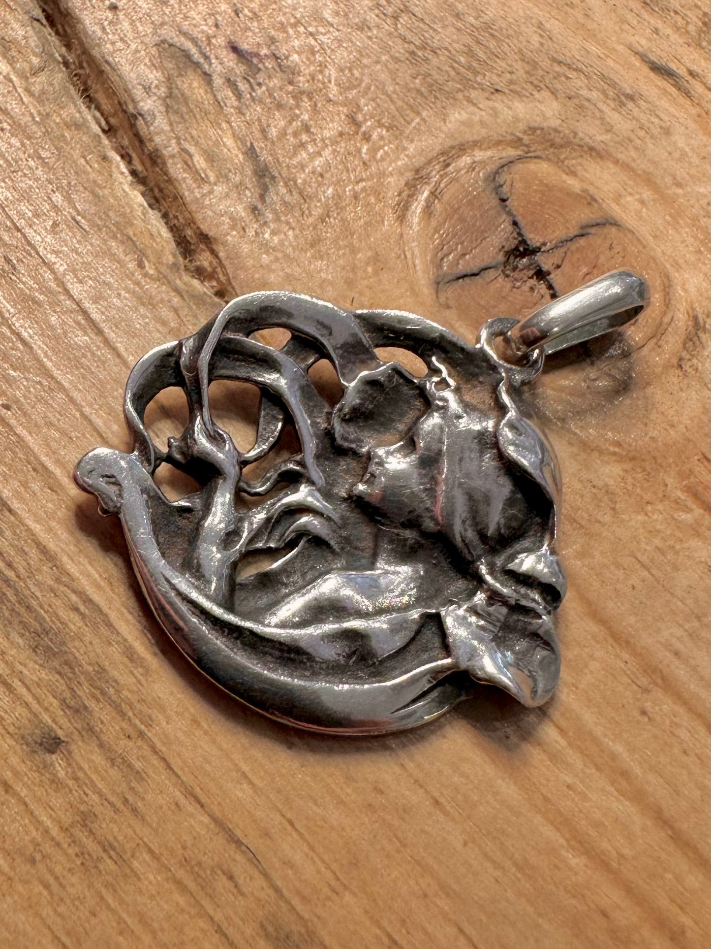 Vintage Art Nouveau Women 925 Silver Pendant