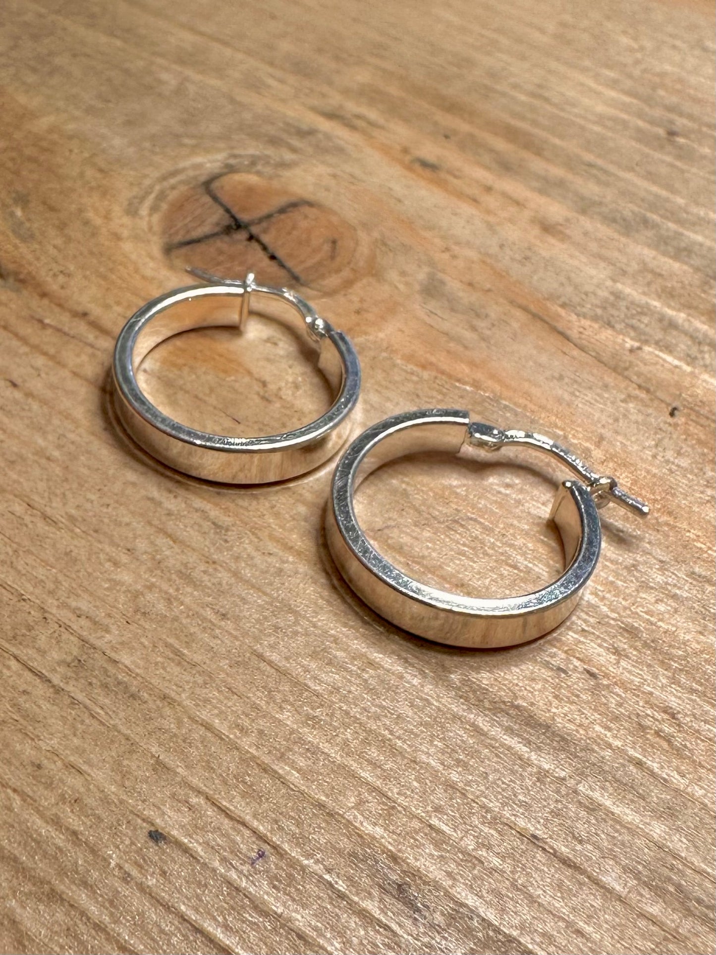 Modern Chunky Hoops Italy 925 Silver Earrings