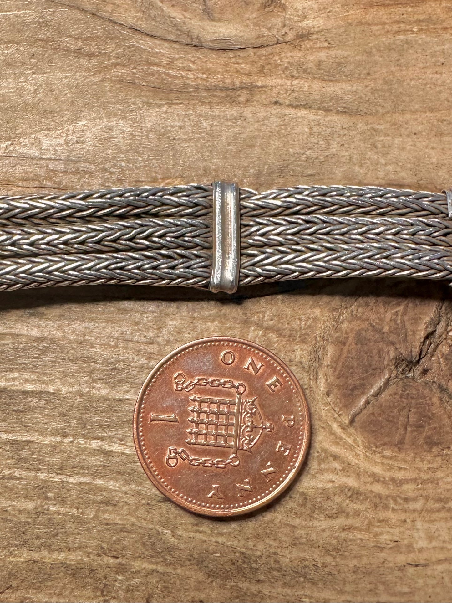 Vintage Rajasthan Foxtail 925 Silver Bar Clasp Bracelet