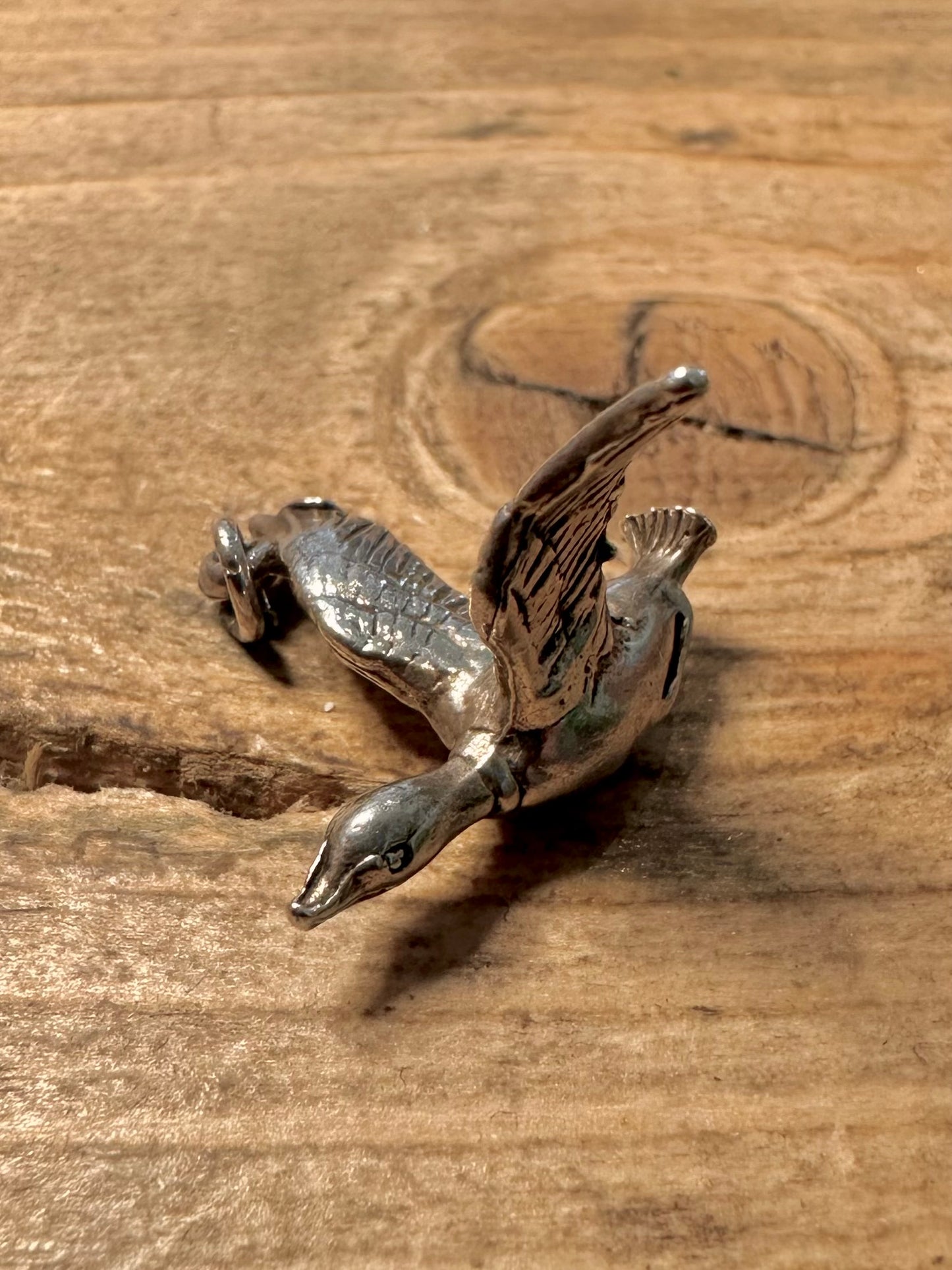 Vintage Flying Goose 925 Silver Charm Pendant