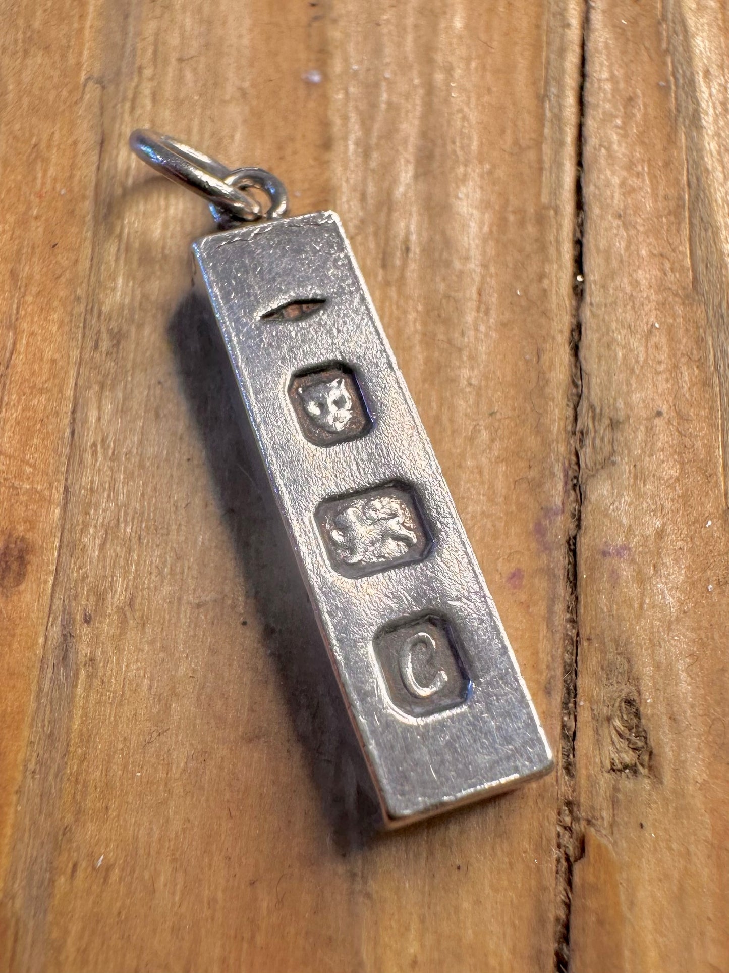Ingot 1977 London Maker JL 925 Sterling Silver Pendant