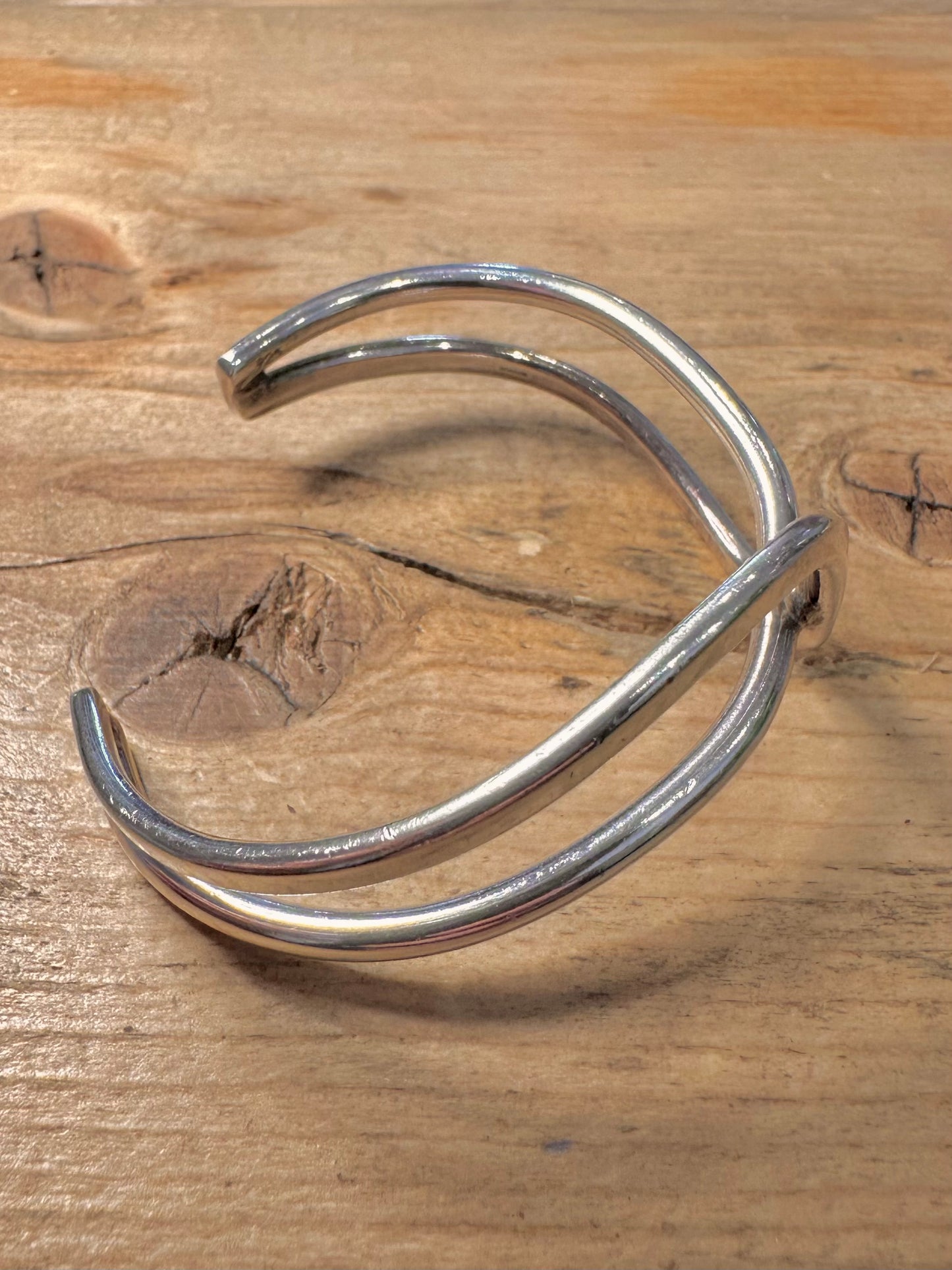 Abstract Overlapping Cuff 925 Silver Bangle